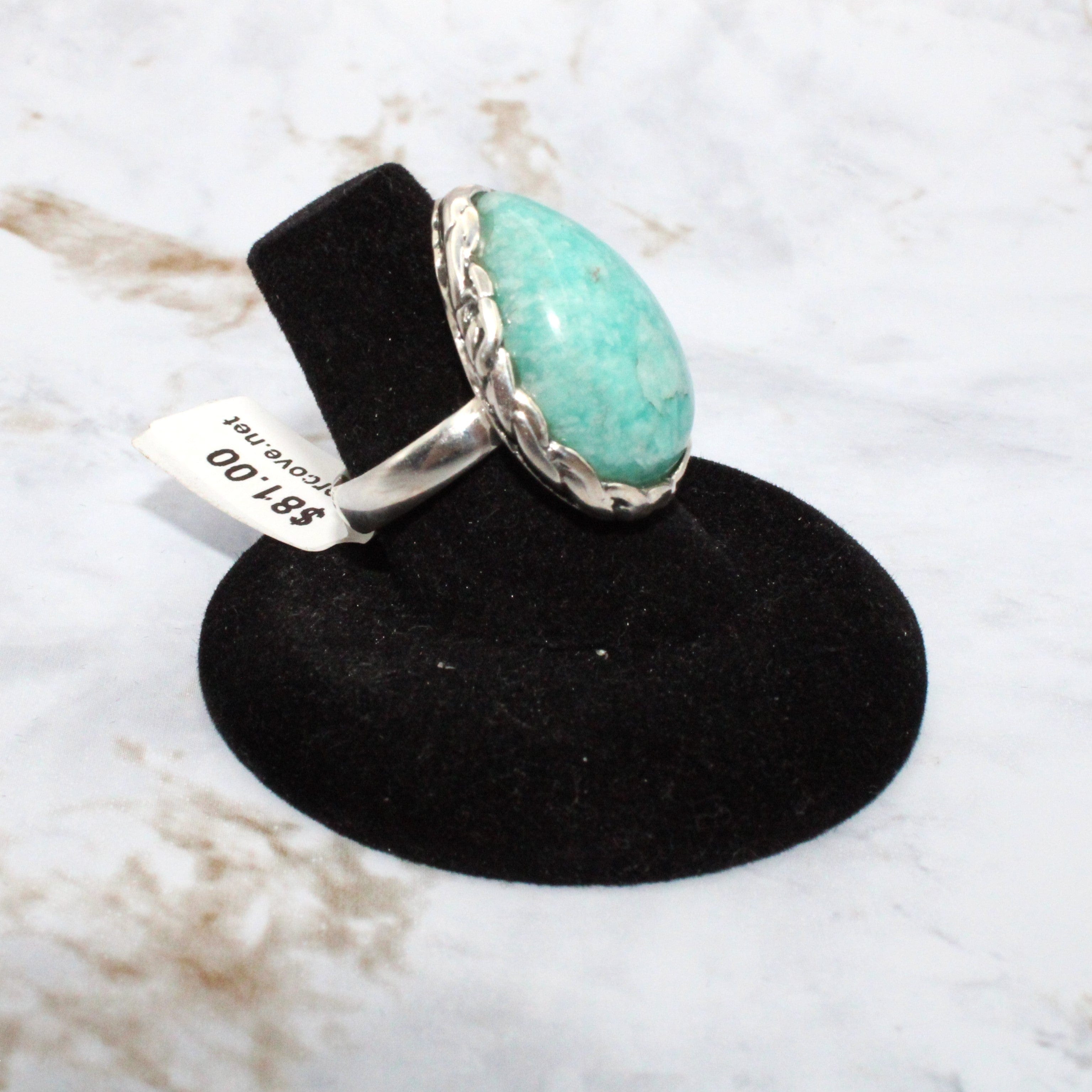 Amazonite Sterling Silver Ring for Women - Size 7.75 - Healing Crystal Jewelry for Meditation, Yoga & Spiritual Gifts