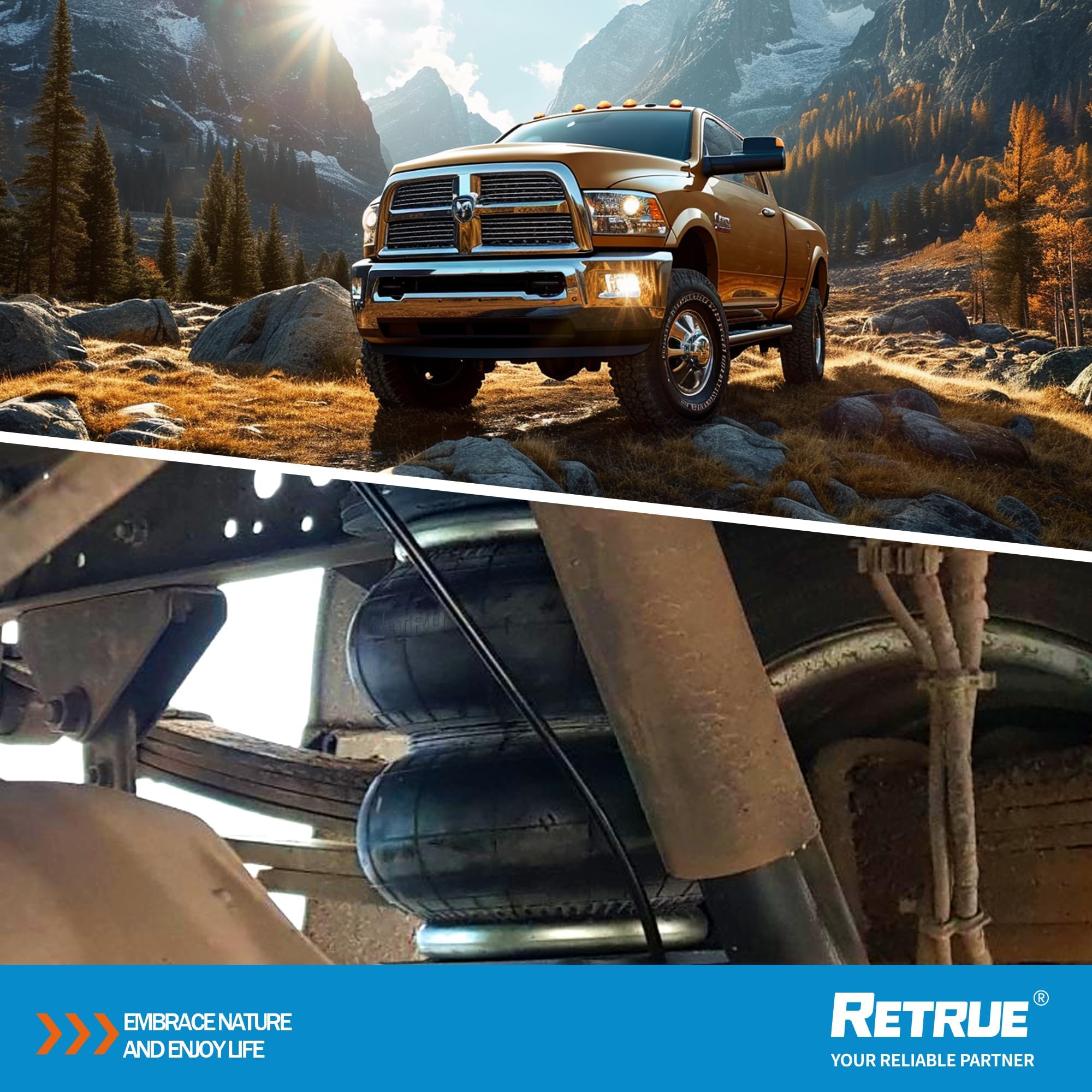 Dodge Ram 1500 Mega Cab 2500 3500 Rear Air Suspension Kit (2003-2013) - 5000 Lbs Load Leveling Capacity - Firestone 2299 Ride Rite Replacement - Heavy Duty Towing & Hauling - Perfect for Off-Roading, Truck Camping & Work Site Use