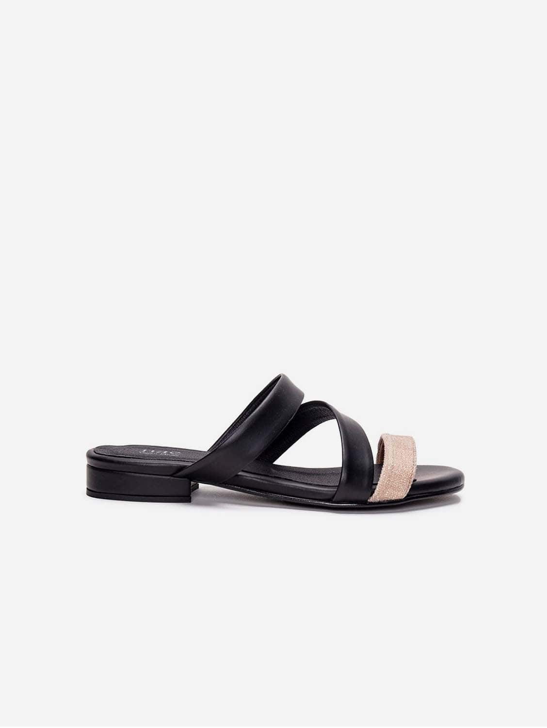 Finna Women's Vegan Apple Leather Sandals - Eco-Friendly Black Summer Sandals for Women | Casual Walking, Beach Vacation & Outdoor Comfort