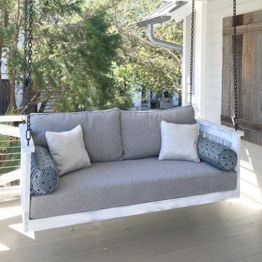 Teak Windermere Twin Daybed Swing - Lowcountry Style Outdoor Swing Bed for Porch, Patio, or Garden Relaxation