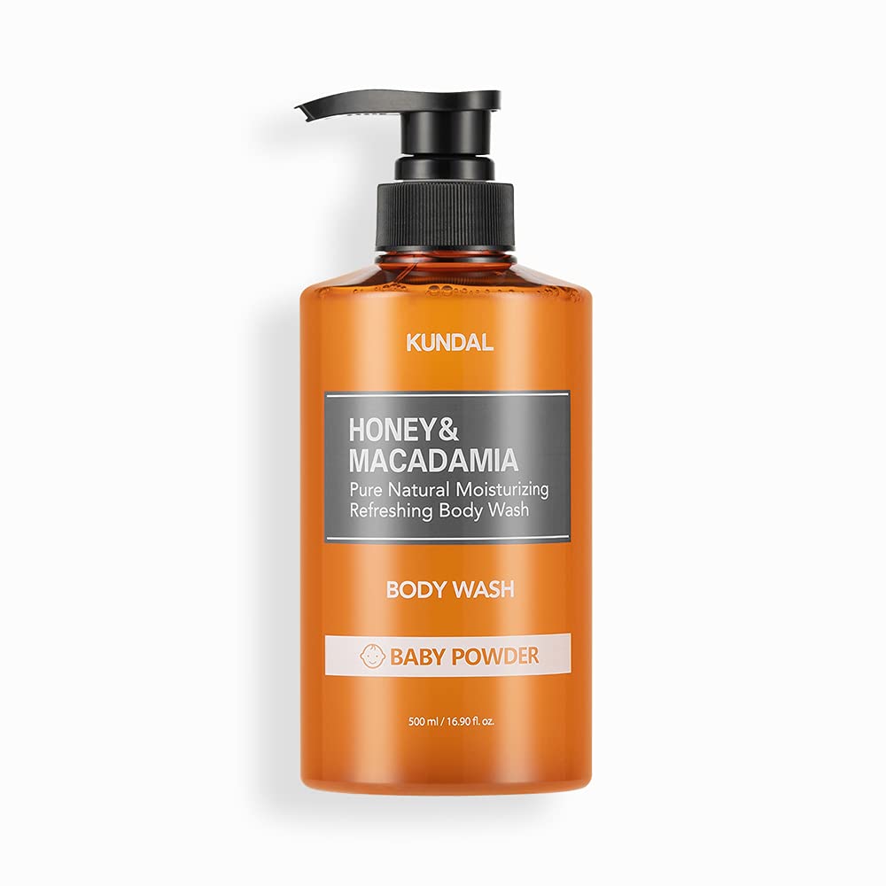 KUNDAL Pure Body Wash 500ml with Baby Powder Scent - Gentle Cleansing for Sensitive Skin, Perfect for Daily Shower & Post-Workout Refreshment
