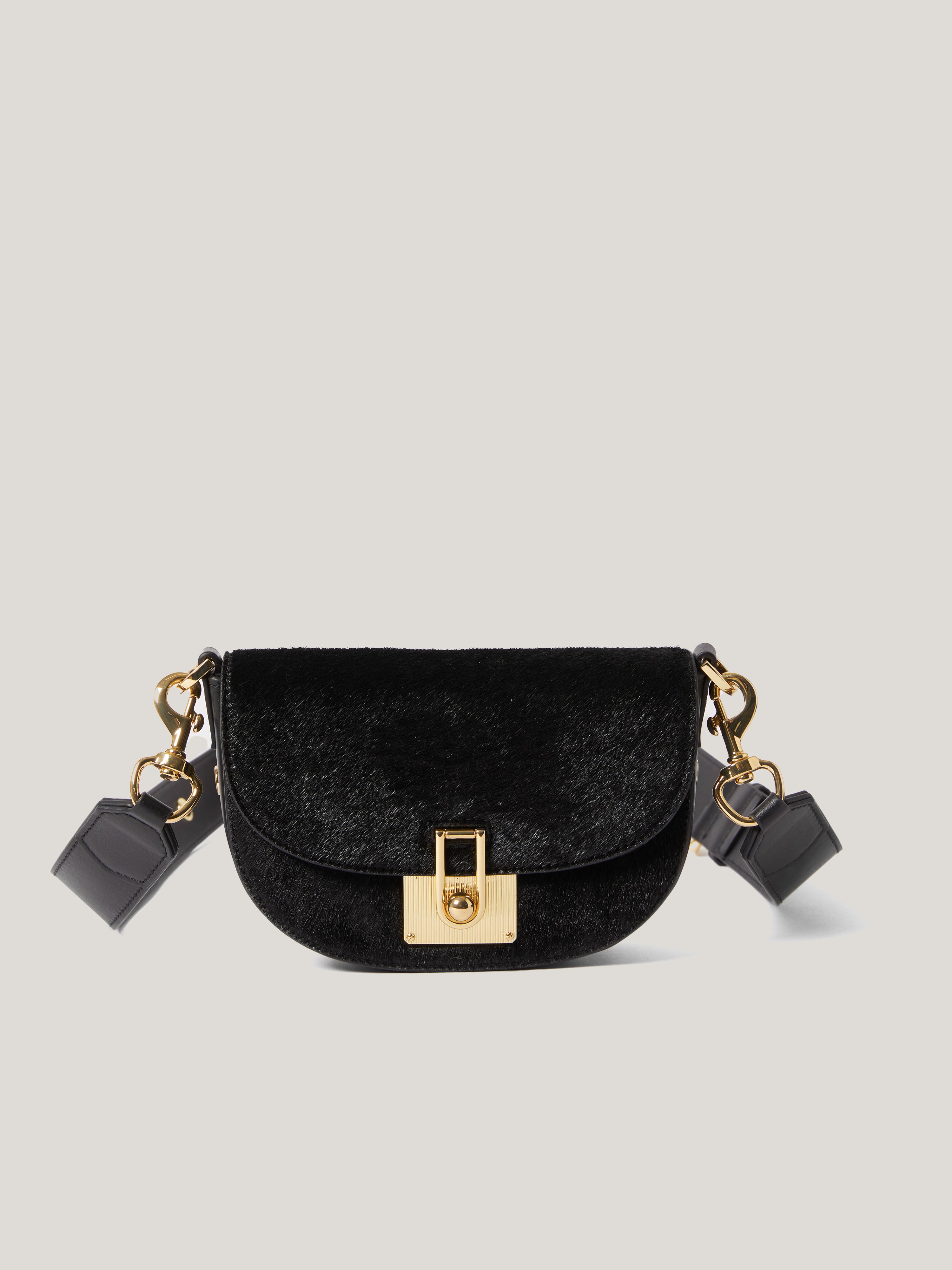 Luxury Calf Hair Denbigh Crossbody Bag for Women - Elegant Black Leather Shoulder Purse | Perfect for Evening Parties, Date Nights & Special Occasions