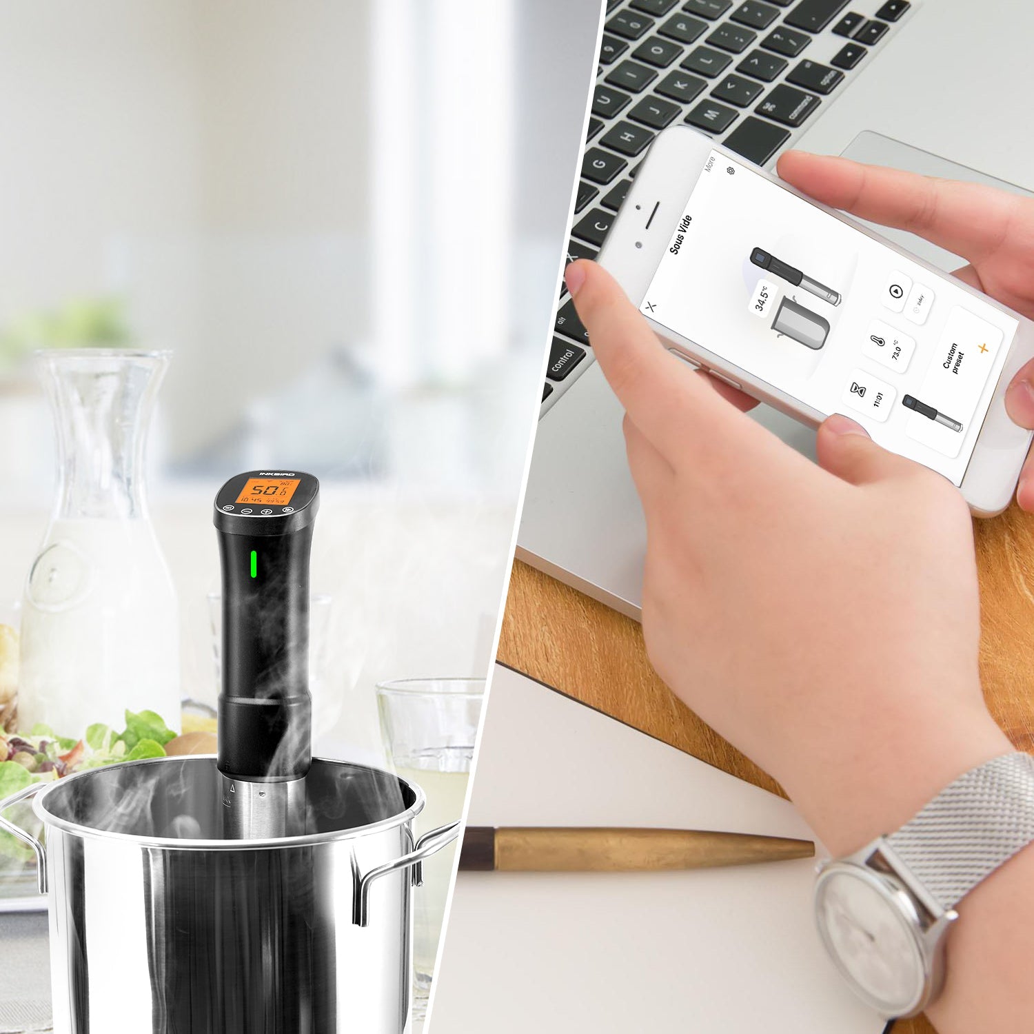 ISV 200W WiFi Sous Vide Cooker - Smart Precision Immersion Circulator for Perfect Steaks, Chicken & Fish | Home Kitchen & Restaurant Use