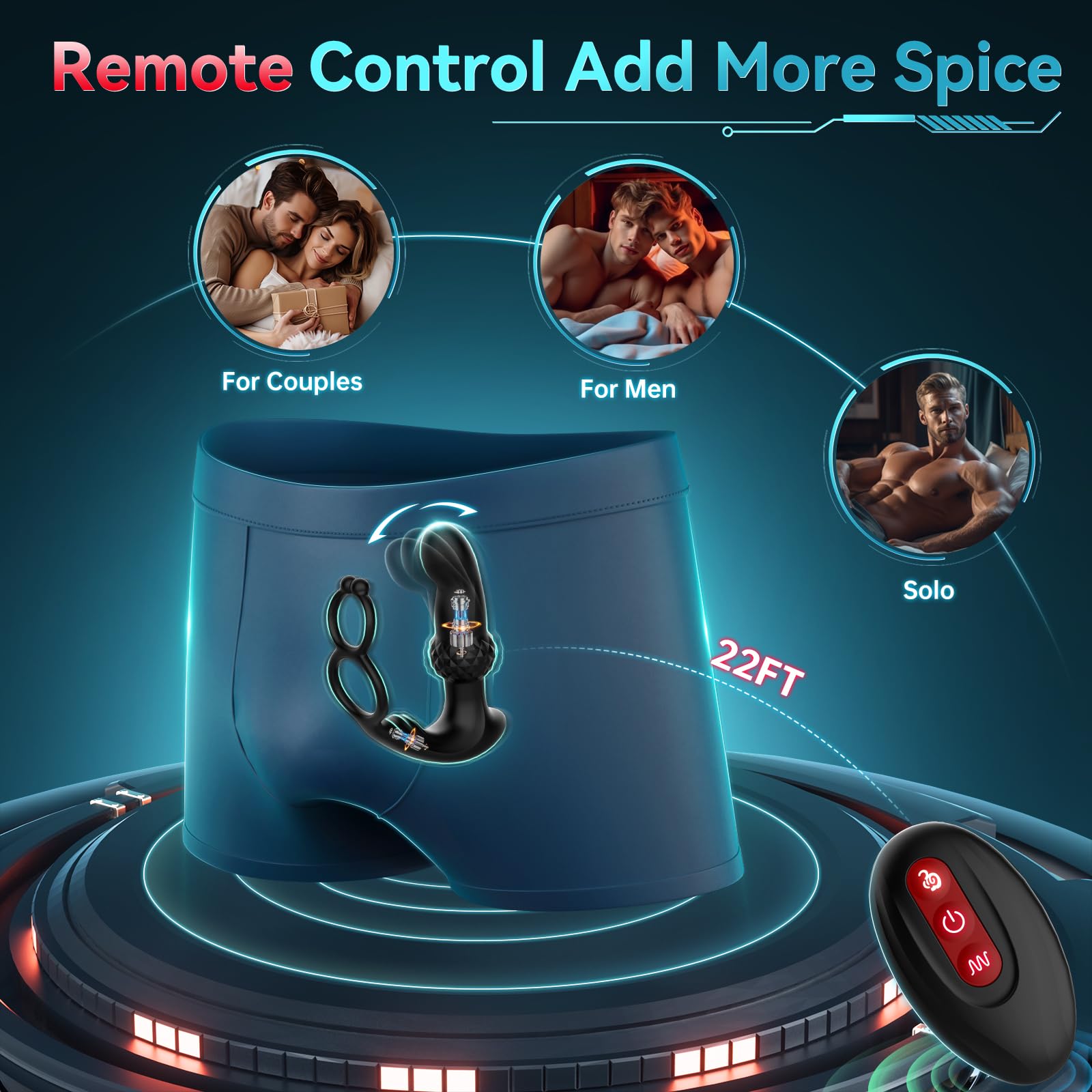 BEISAR Prostate Massager for Men - Remote Control Anal Vibrator with 7 Vibration Modes & Cock Ring - Adult Sex Toy for Couples & Solo Play - Perfect for Prostate Stimulation, Pleasure & Relaxation at Home