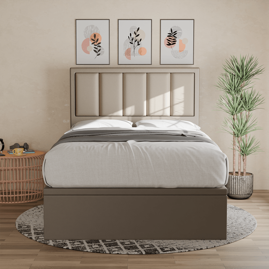 Marley Faux Leather Upholstered Storage Bed Frame with Underbed Drawers - Queen Size Platform Bed for Small Spaces & Guest Rooms