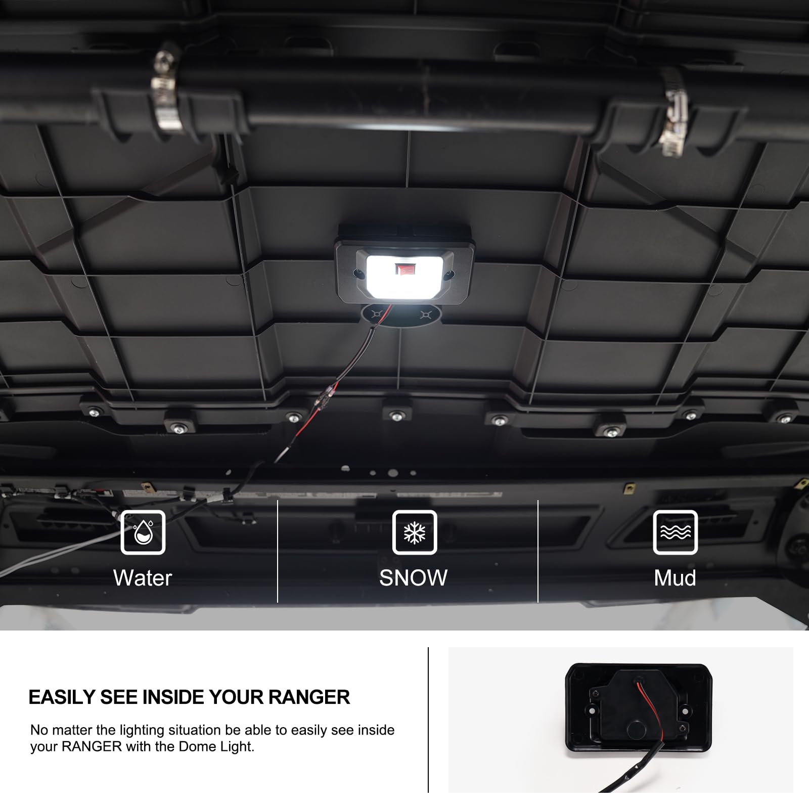 Kiwi Master LED Dome Light for 2018-2025 Polaris Ranger 1000 & 2022-2025 Ranger SP 570 - Bright Interior Lighting Accessory Replacement for OEM #2889159 - Perfect for Night Riding, Camping & Off-Road Adventures