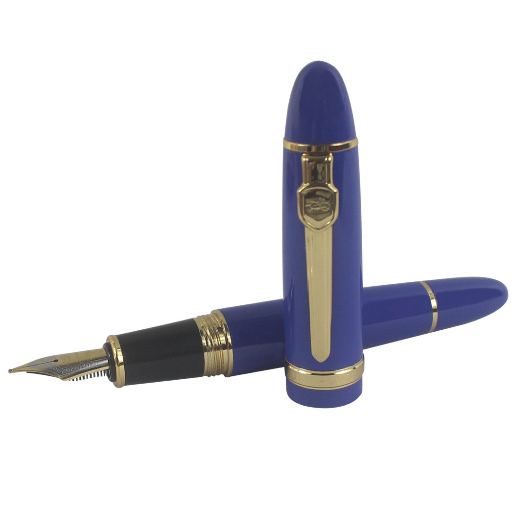 Jinhao 159 Fountain Pen Set - 3 Premium Heavyweight Pens with Gold Trim in Red, White & Blue - Ideal for Calligraphy, Writing & Gift Giving