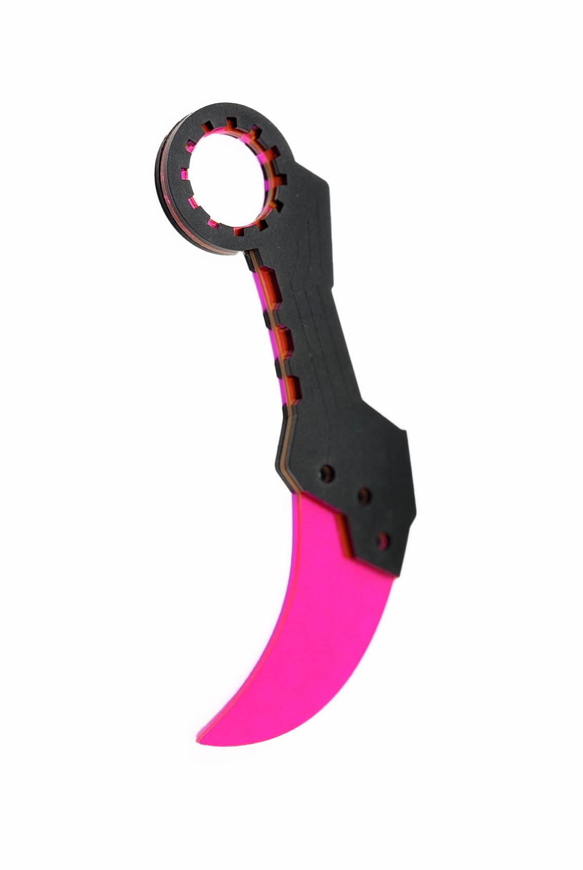 Cyberpunk Futuristic Glow-in-the-Dark Acrylic Karambit Knife Prop - Fluorescent Pink Cosplay Weapon for Halloween, Rave Parties & Photography