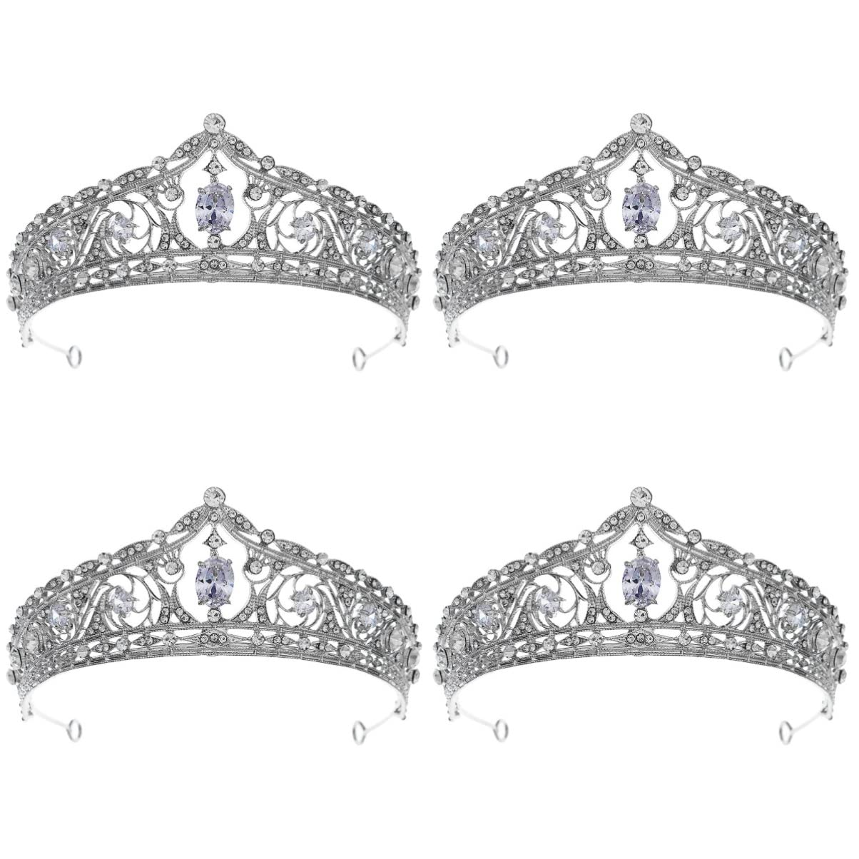 Beaupretty 2-Piece Silver Rhinestone Crystal Crown Headband Set for Girls - Elegant Princess Tiara Hair Accessories for Wedding, Birthday Party, Bridal Shower, Engagement & Queen Costume | Perfect for Pageants, Photo Shoots & Special Occasions