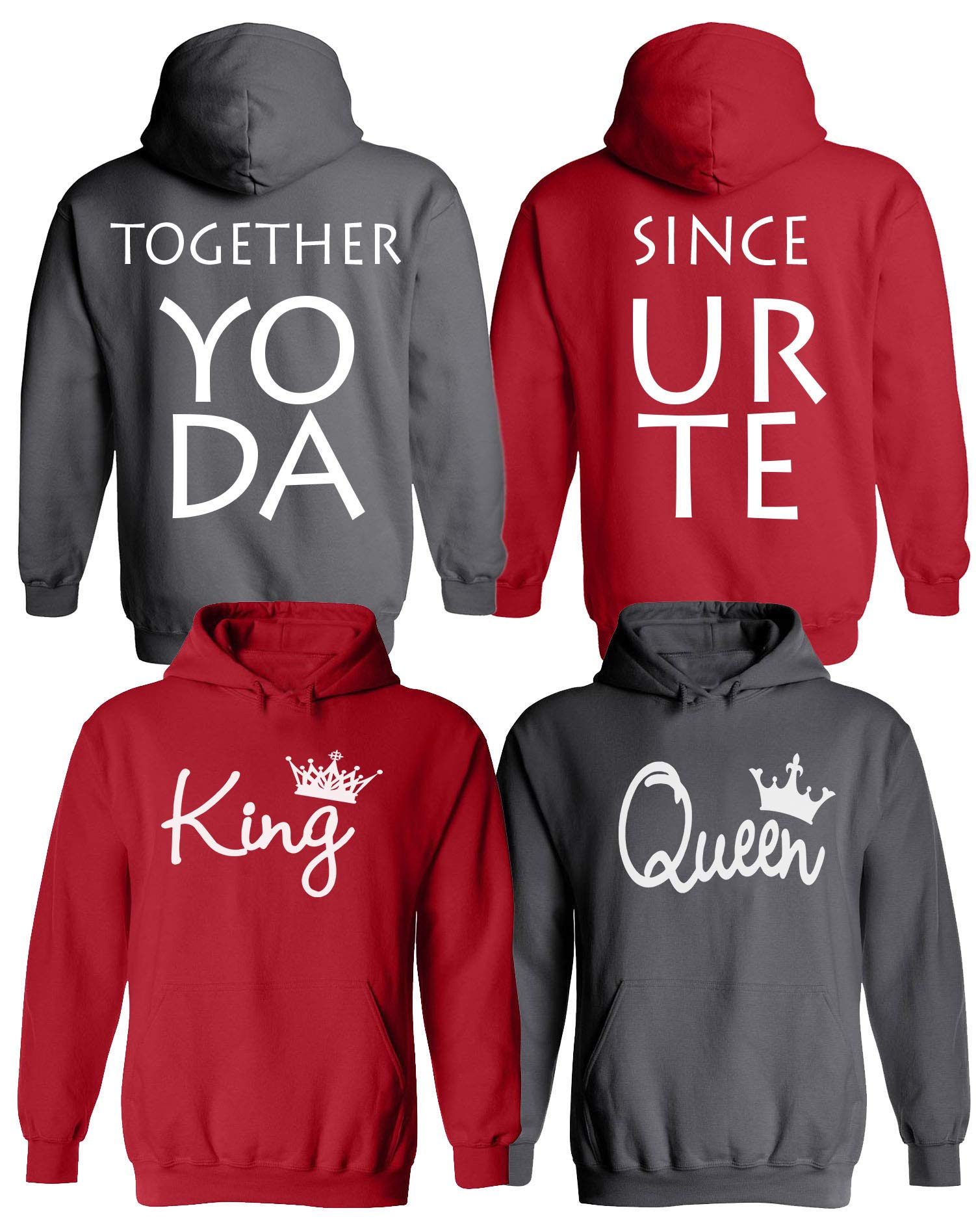 Personalized King & Queen Matching Couple Hoodies - His & Her Anniversary Sweaters with Custom Date - Perfect for Valentine's Day, Anniversary Gifts & Couple Outfits