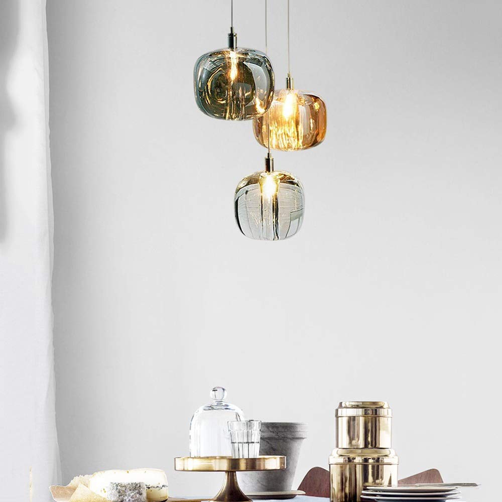 Modern Crystal Pendant Light - Geometric Metal Hanging Lamp with Nordic Style, Stainless Steel Ceiling Fixture for Dining Room, Bedroom, Bedside, Cafe & Bar | Elegant Lighting for Home Decor and Commercial Spaces