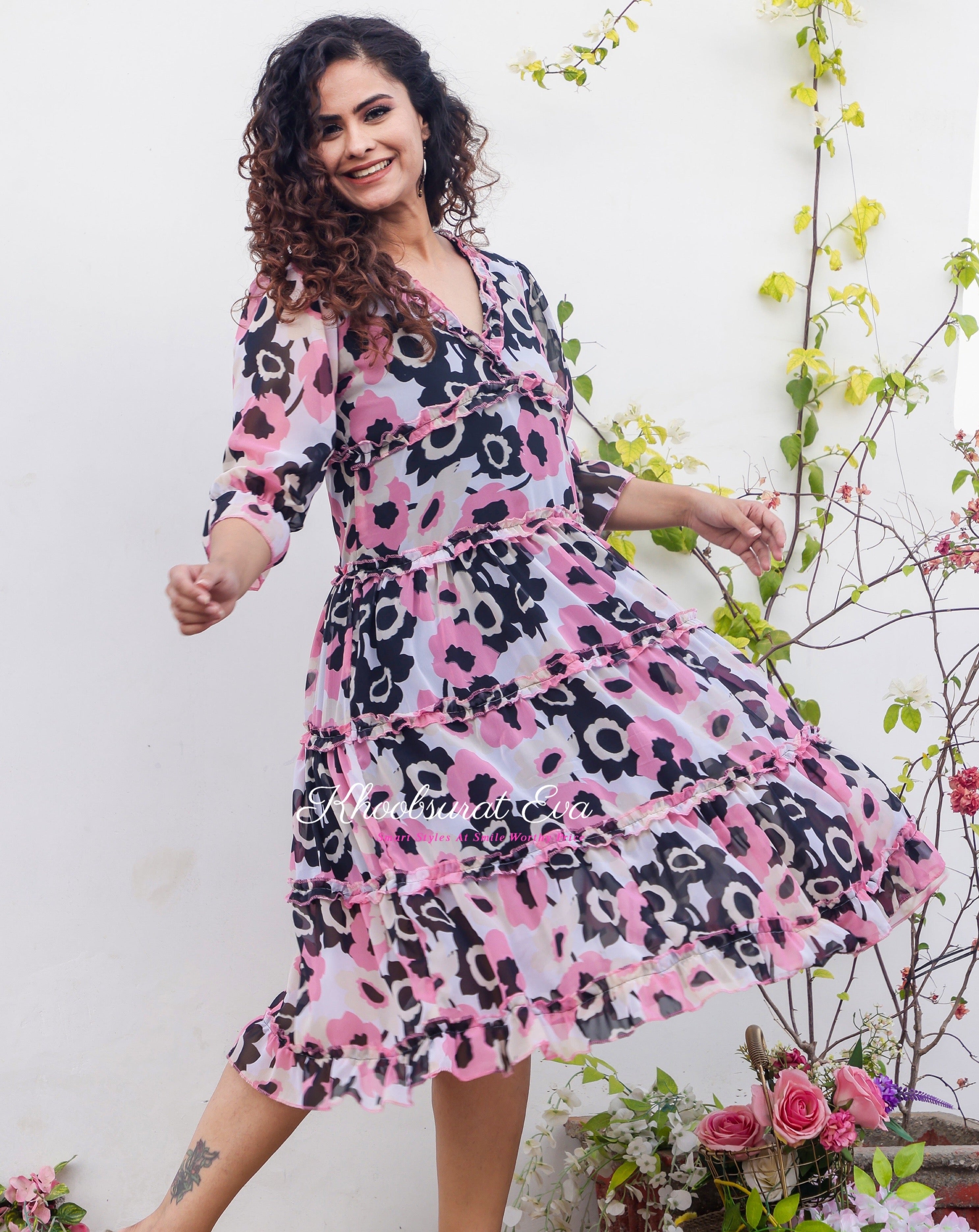 Elegant Pink Floral Print Maxi Dress for Women - Summer Beach Party & Boho Chic Fashion - Perfect for Vacations, Weddings & Outdoor Events