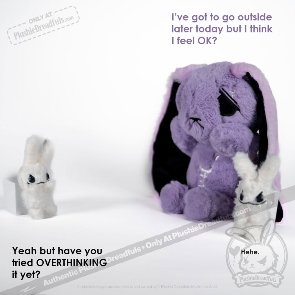 Plushie Dreadfuls Anxiety Rabbit Stuffed Animal - Purple Limited Edition Plush Toy for Stress Relief & Comfort | Perfect for Anxiety Support, Therapy, and Cuddling