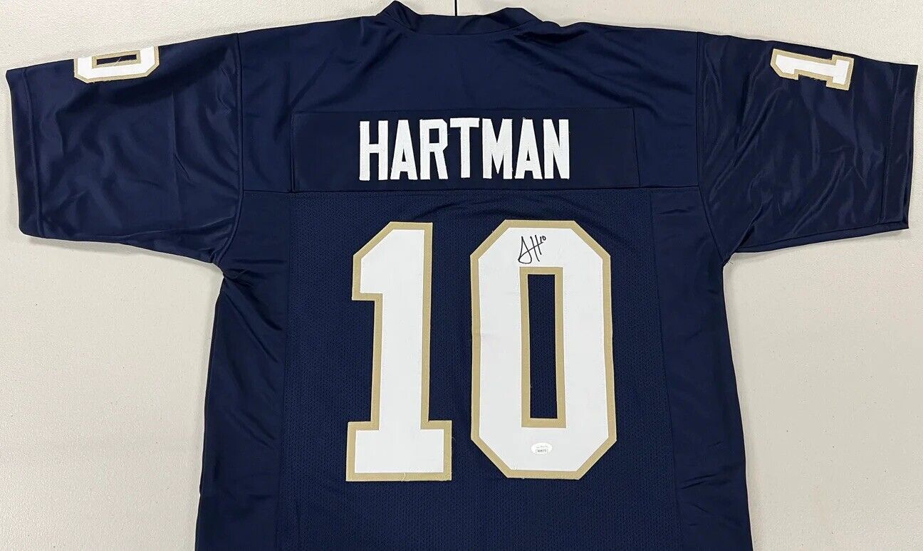 Authentic Sam Hartman Signed Notre Dame Blue Jersey - Limited Edition Collectible for Football Fans & Memorabilia Enthusiasts - Perfect for Display, Gifts, and Game Day Spirit