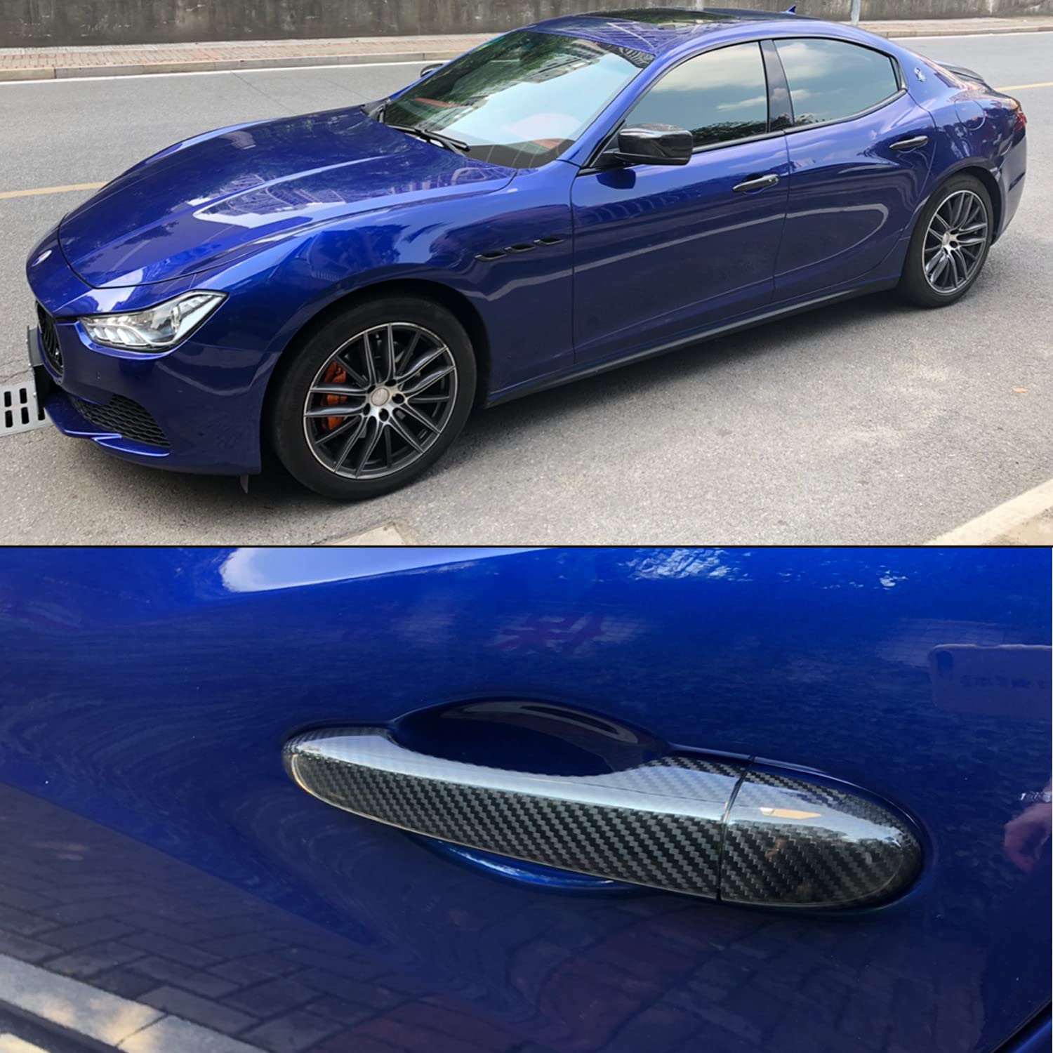 Authentic Carbon Fiber Door Handle Cover for Maserati Ghibli 2014-2019 & Levante 2016-2019 - Premium Exterior Accessories with Smart Keyhole Design (Perfect for Car Detailing & Luxury Vehicle Protection)