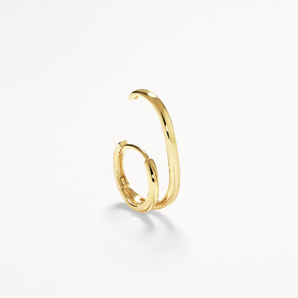 10K Gold Double Lobe Huggie Hoop Earrings for Women - Minimalist Everyday Jewelry for Work & Date Night