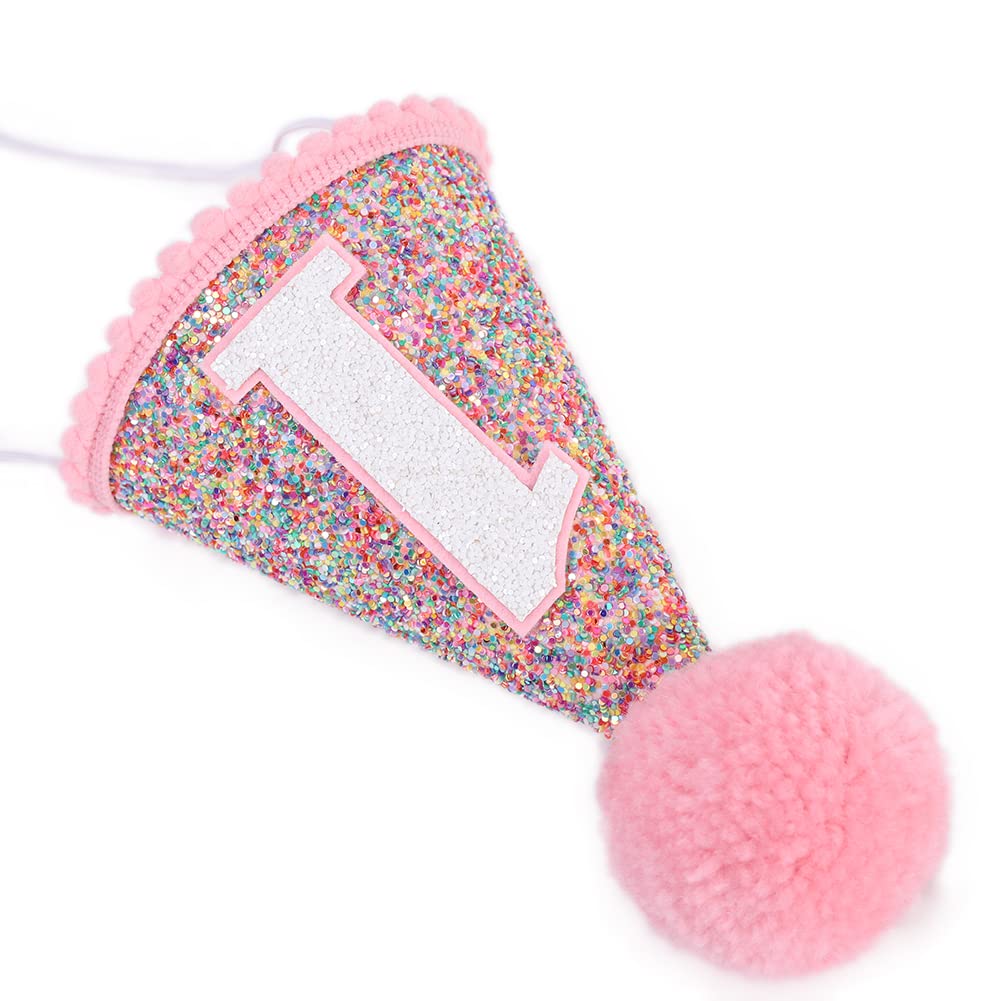 Sparkly Rainbow Cone Birthday Hat - Glitter Party Hat for Birthday Celebrations, Festive Rainbow Party Decorations - Perfect for Birthday Parties, Baby Showers & Carnival Events
