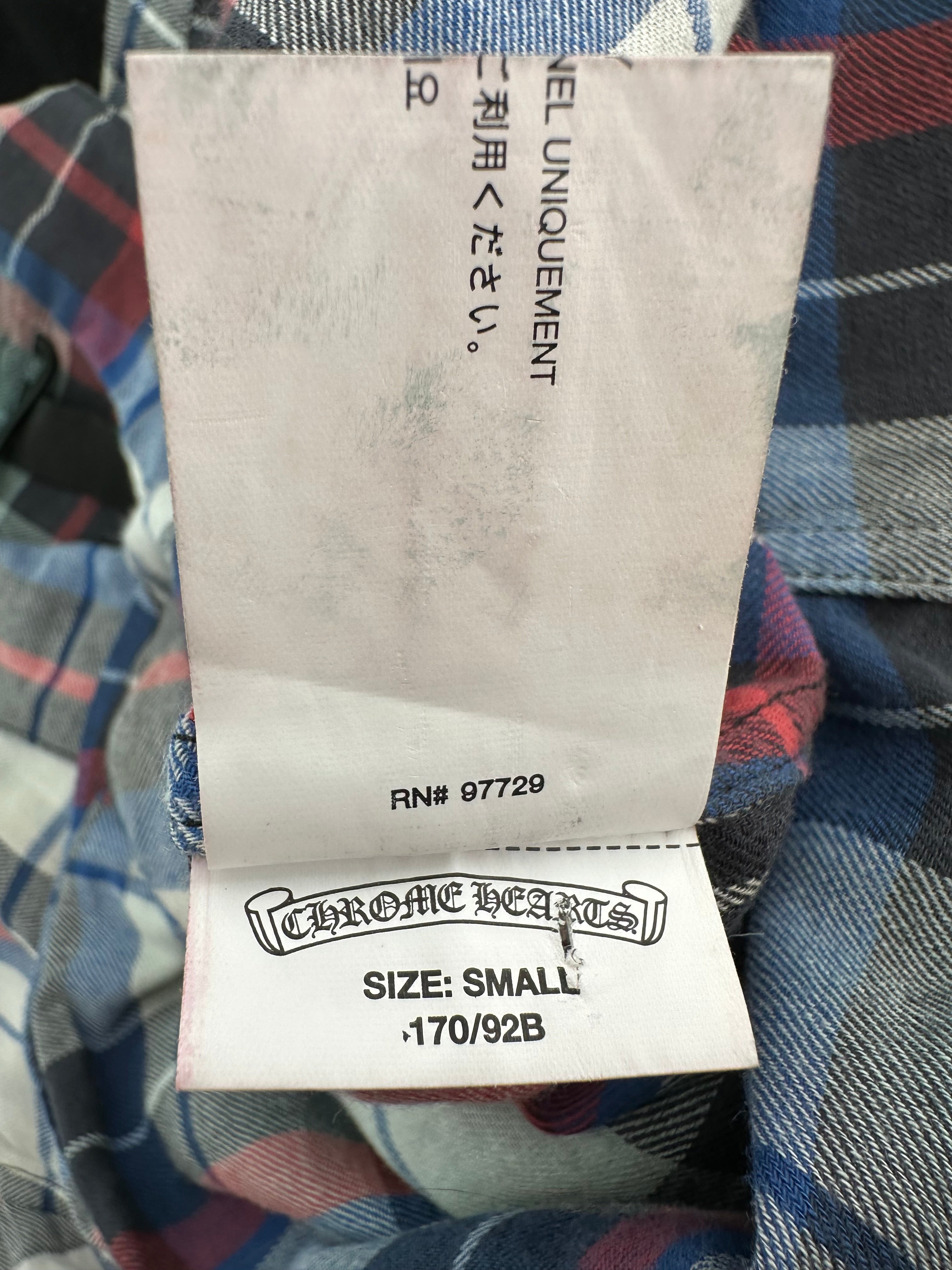 Chrome Hearts White & Blue Cross Patch Flannel Shirt - Stylish & Comfortable for Casual Wear & Street Fashion