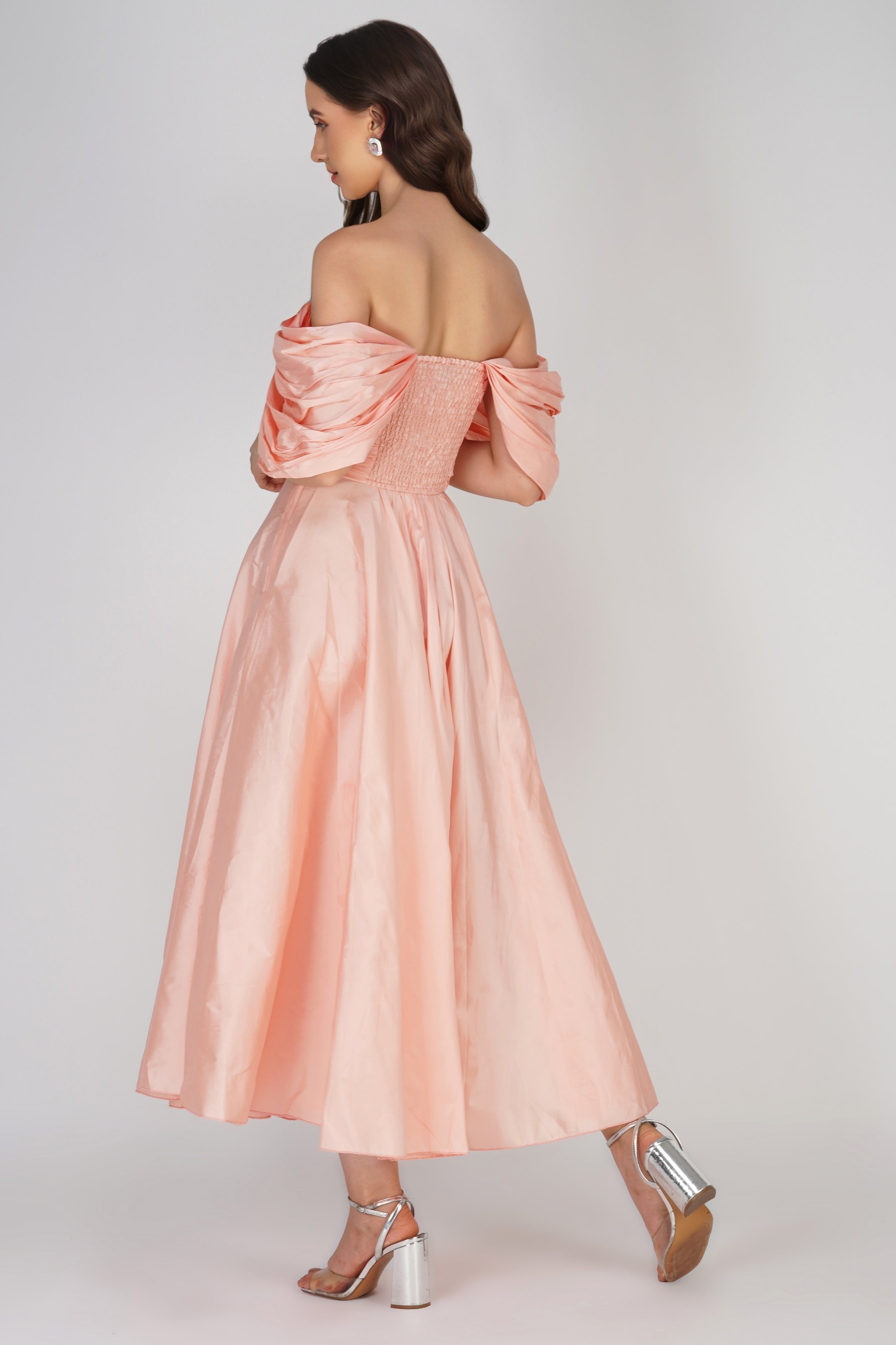 Anya Sugar Pink Taffeta Midi Dress for Women - Elegant Party & Wedding Guest Dress - Formal Cocktail & Evening Gown for Special Occasions