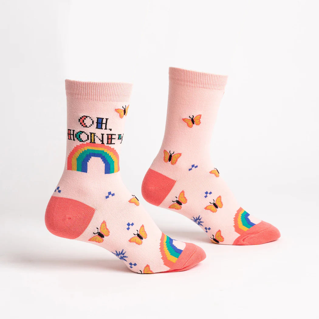 Fun & Comfortable Sock It To Me Oh Honey Crew Socks - Perfect for Everyday Wear, Gifts & Fashion Outfits