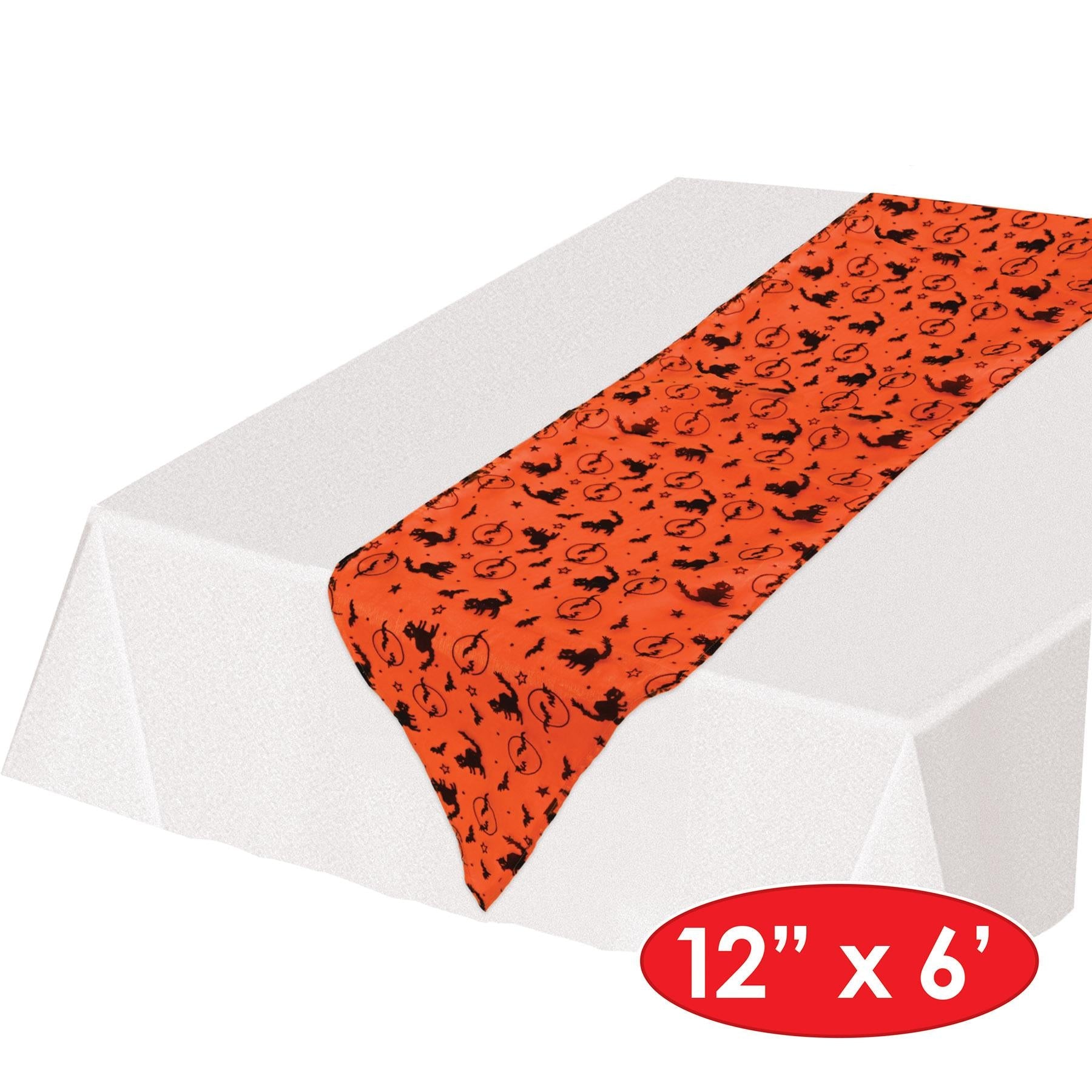 12 Pack Halloween Fabric Table Runner - Spooky Party Decor for Dining, Buffet, and Holiday Celebrations