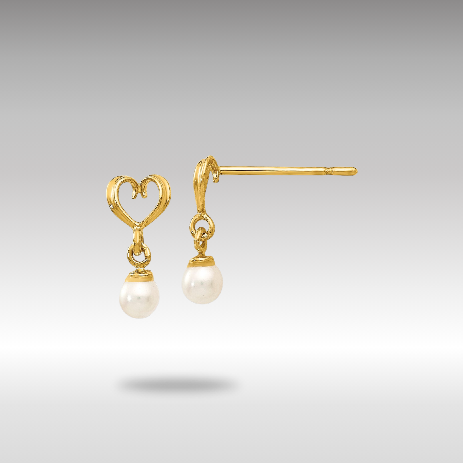 Freshwater Cultured Pearl Heart Dangle Post Earrings for Women - 14K Gold Plated Elegant Jewelry (Model GK787) | Perfect for Valentine's Day, Anniversary Gifts & Special Occasions