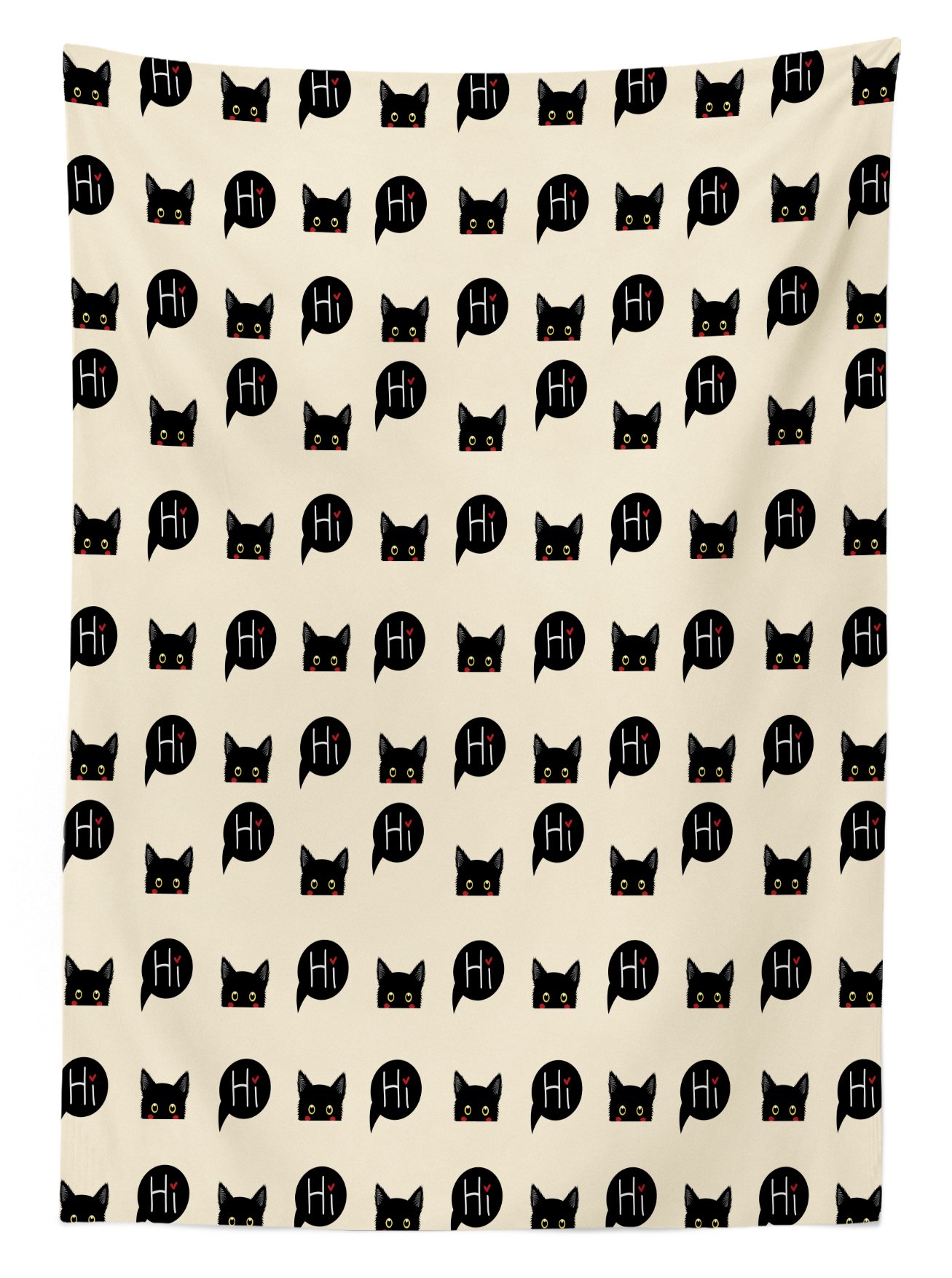 Ambesonne Cat Themed Outdoor Tablecloth - Playful Black Kitties Design, Washable Picnic Table Cover 58