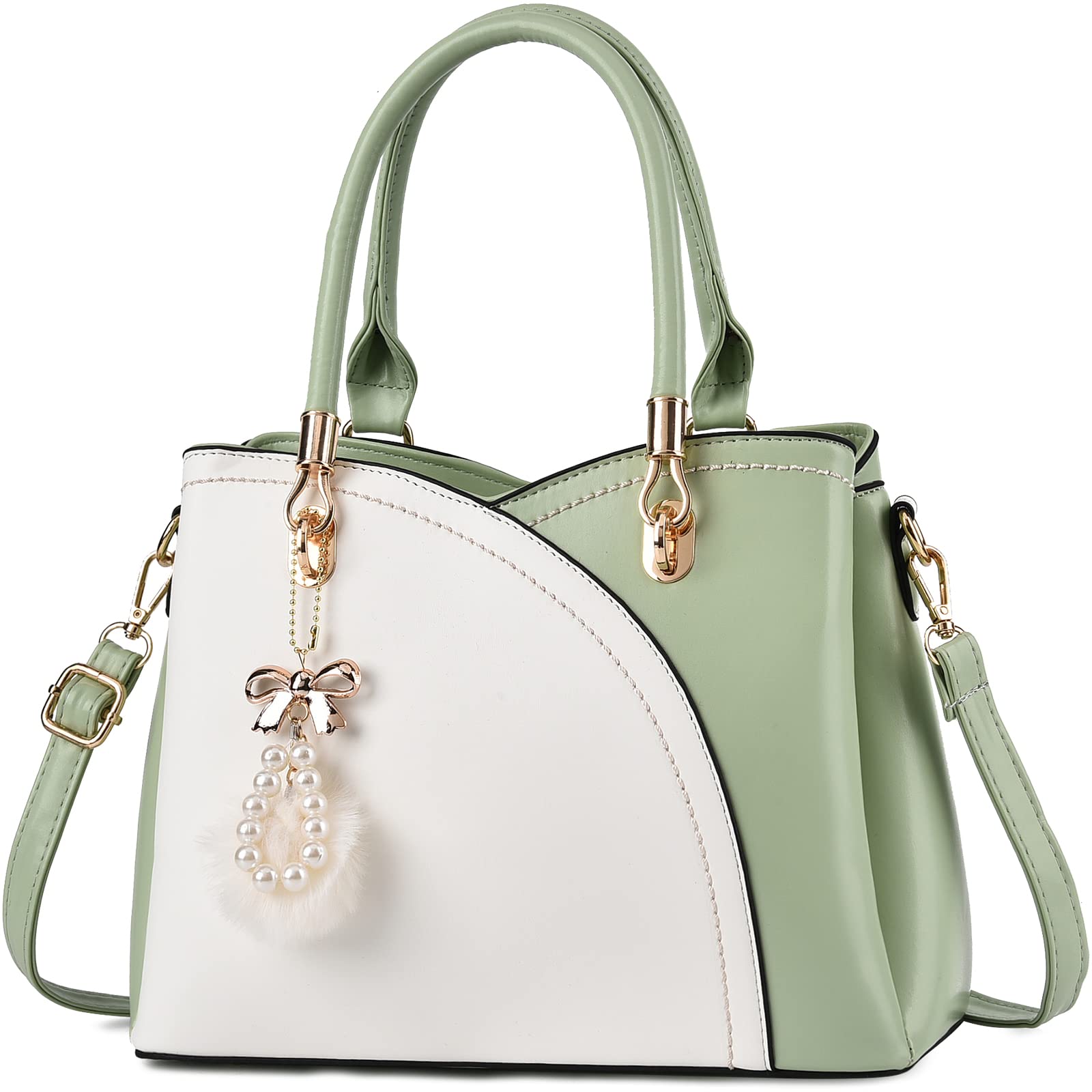 IHAYNER Women's Leather Handbags - Fashion Top Handle Large Tote Satchel Shoulder Bag with Pompom for Ladies & Girls | Perfect for Work, Travel & Daily Use