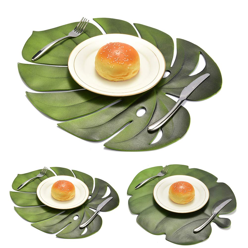 Eco-Friendly Banana Leaf Placemats Set of 4 - Natural Palm Leaf Table Mats for Dining Decor, Tropical Theme Dinner Party, Outdoor Picnic & Home Decoration