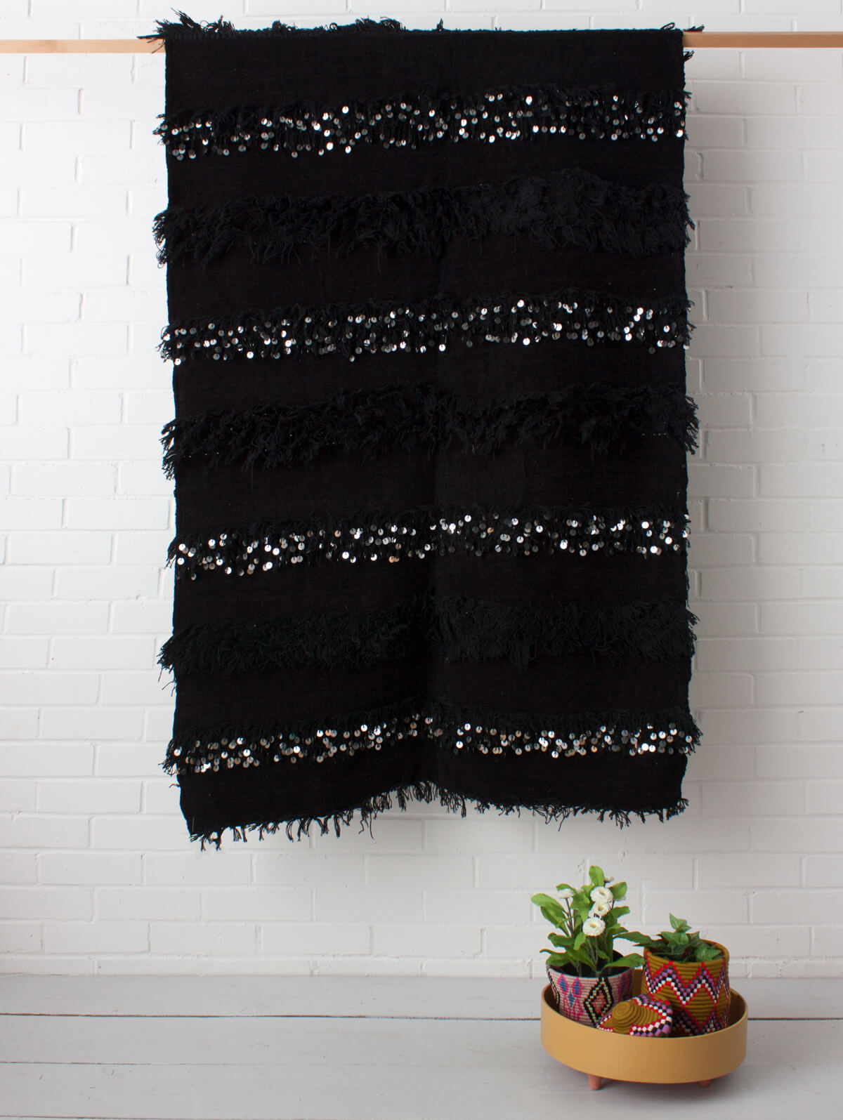 Authentic Moroccan Handira Wedding Blanket No. 133 - Handmade Berber Textile with Traditional Embroidery - Perfect for Boho Home Decor, Wedding Gifts & Cozy Throw Blanket