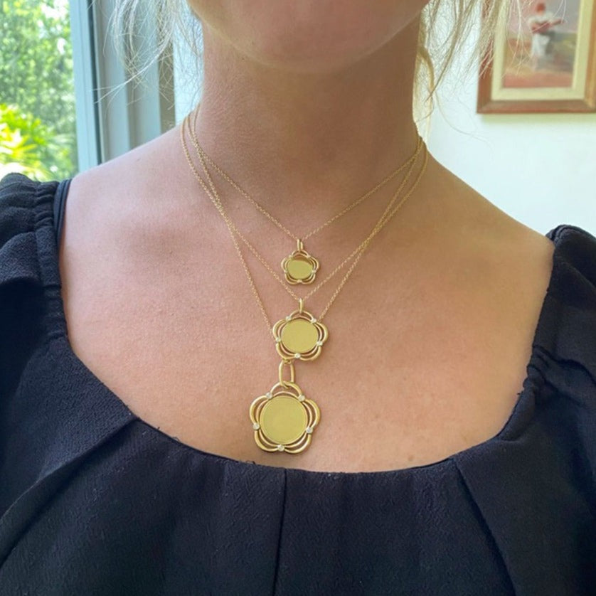 18K Gold Diamond Eyelet Pendant Necklace for Women - Aurelia Demark Elegant Jewelry Gift for Anniversary, Birthday & Special Occasions