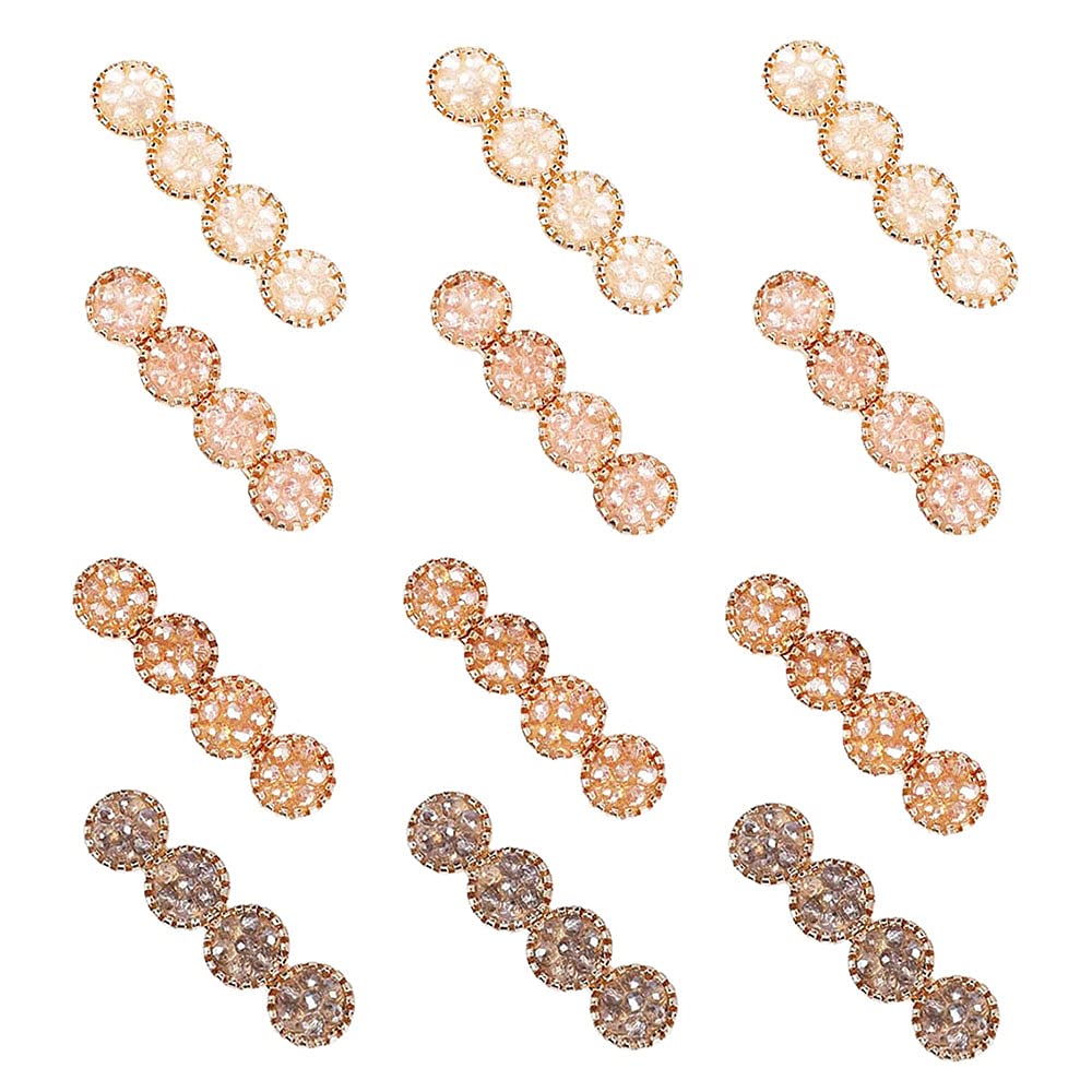 12Pcs Rhinestone Alligator Hair Clips | Round Crystal Hairpins & Barrettes for Women & Girls | Wedding, Party & Daily Hair Accessories