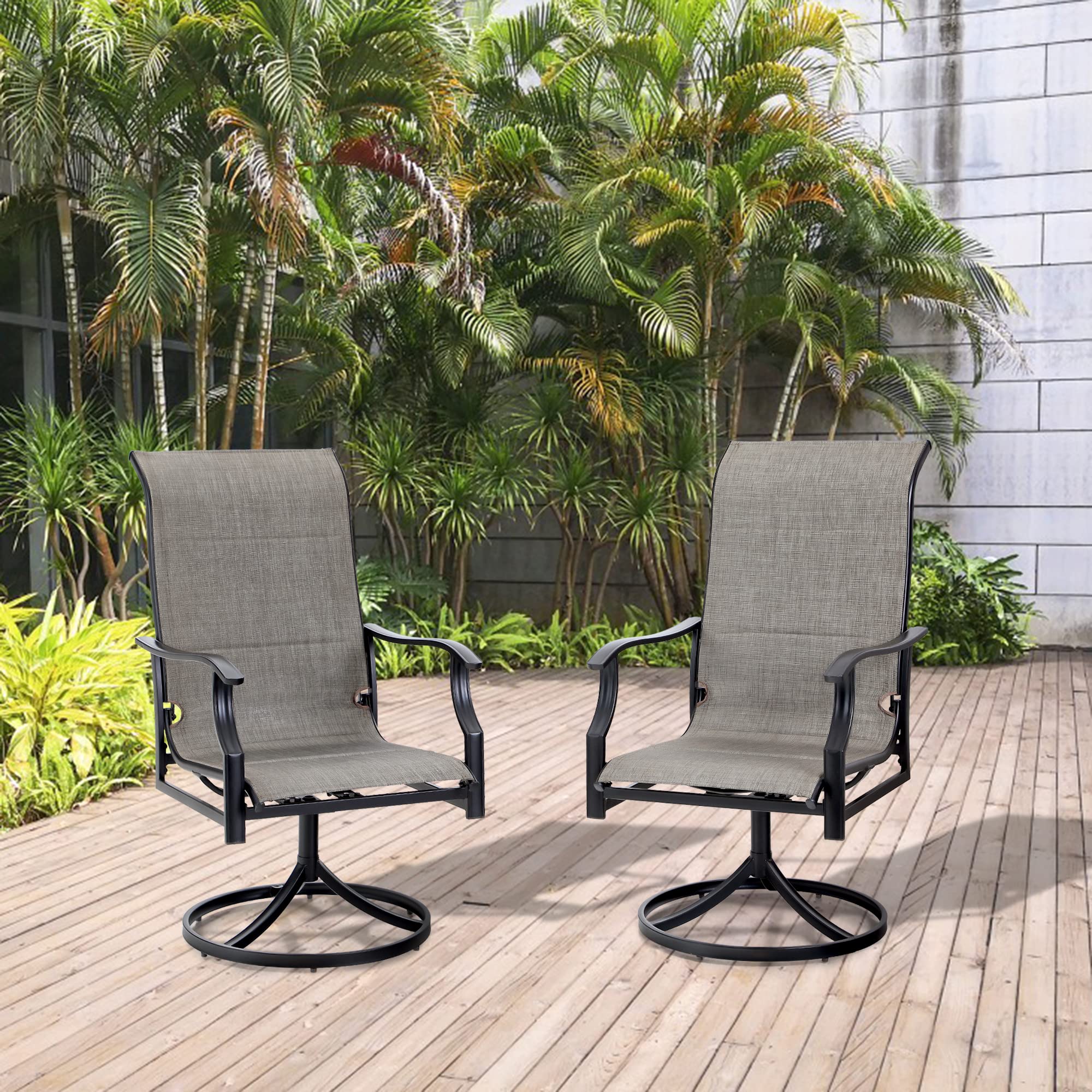 2 Pack Outdoor Swivel Patio Chairs - High Back Textilene Mesh Dining Chairs Set for Deck, Lawn, Garden - Perfect for Backyard Relaxation & Outdoor Entertaining