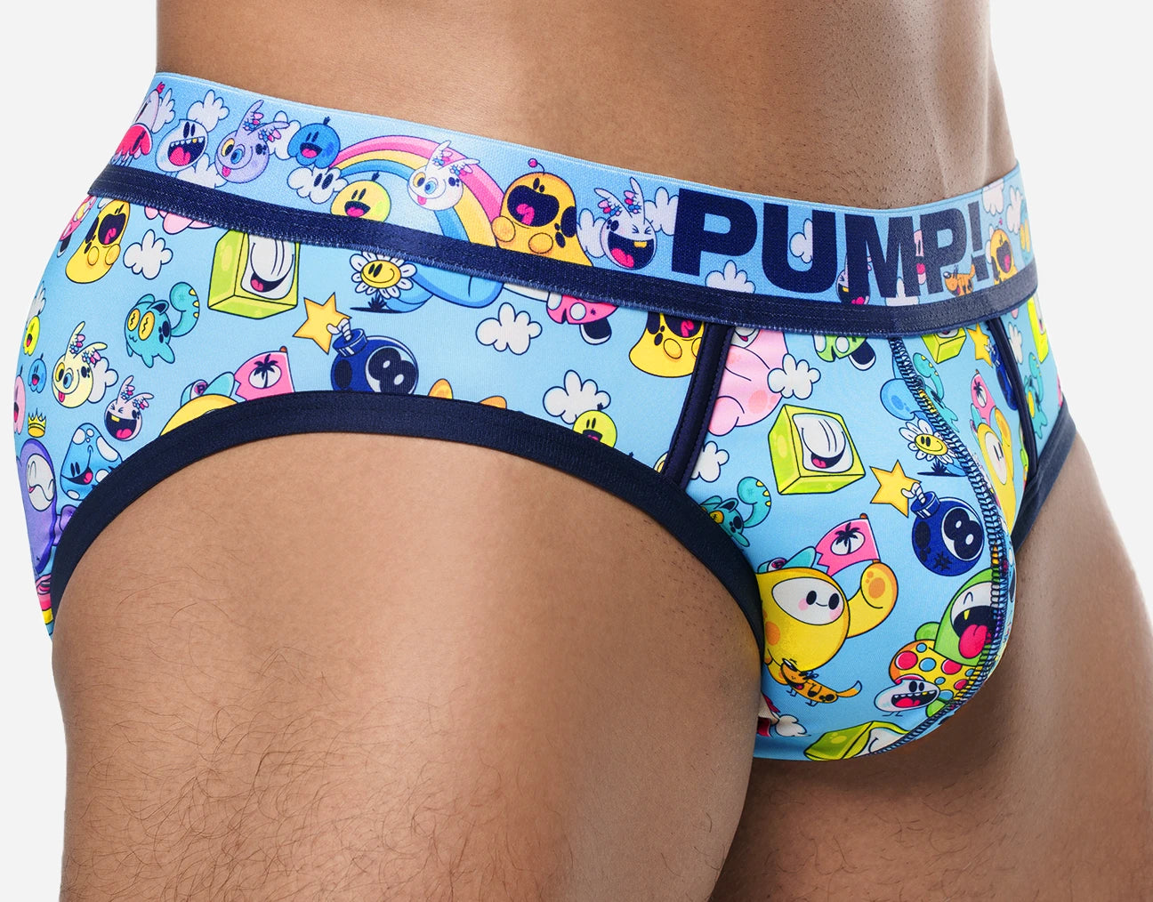 Premium PUMP! Funtopia Briefs - Soft Blue Men's Underwear for Gym, Workout & Everyday Comfort - Breathable & Supportive Boxer Briefs for Active Lifestyle