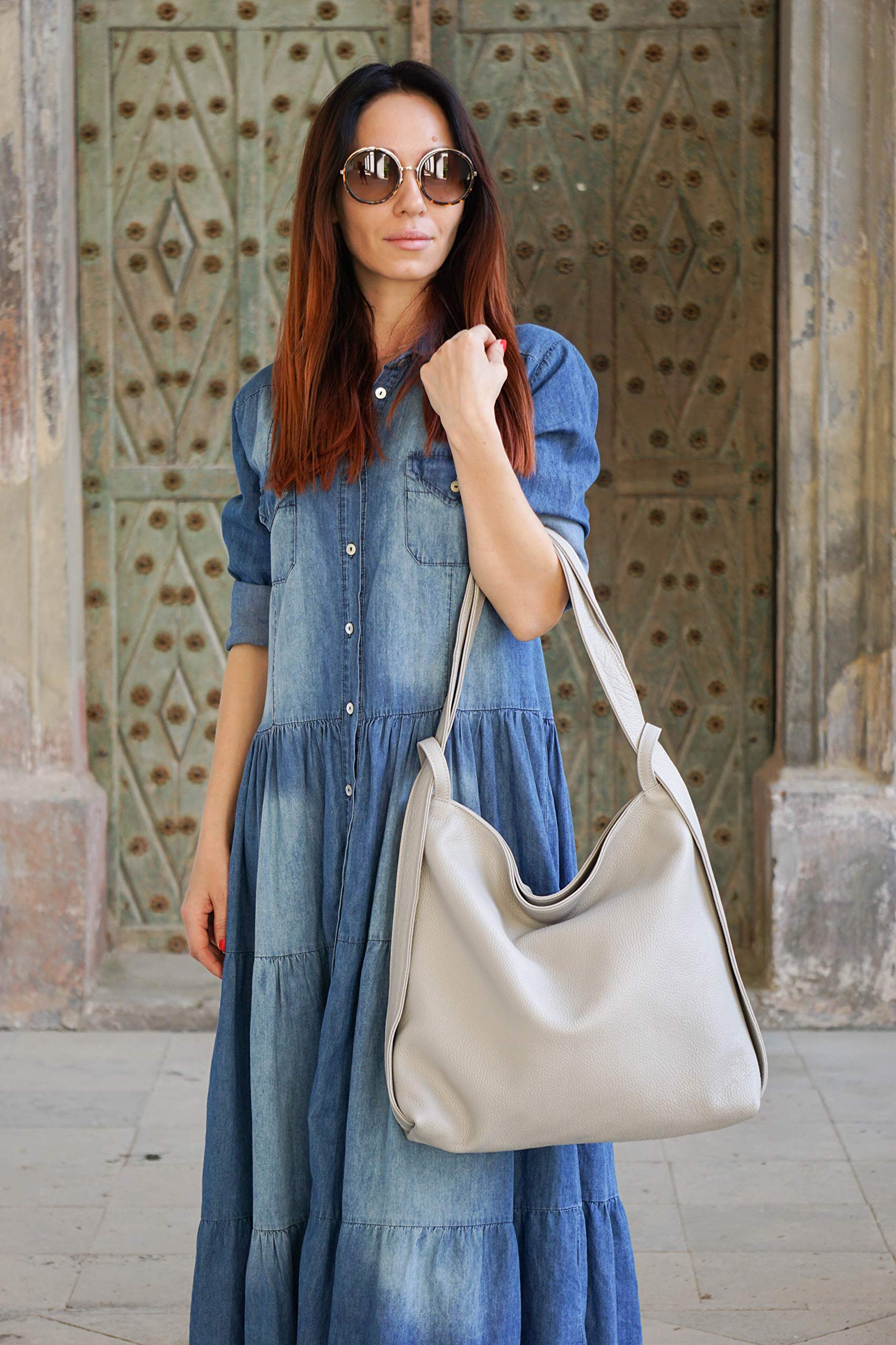 Genuine Leather Women's Backpack Purse - Handmade Convertible Hobo Shoulder Bag for Work, Travel & Daily Use | Stylish & Durable Leather Tote