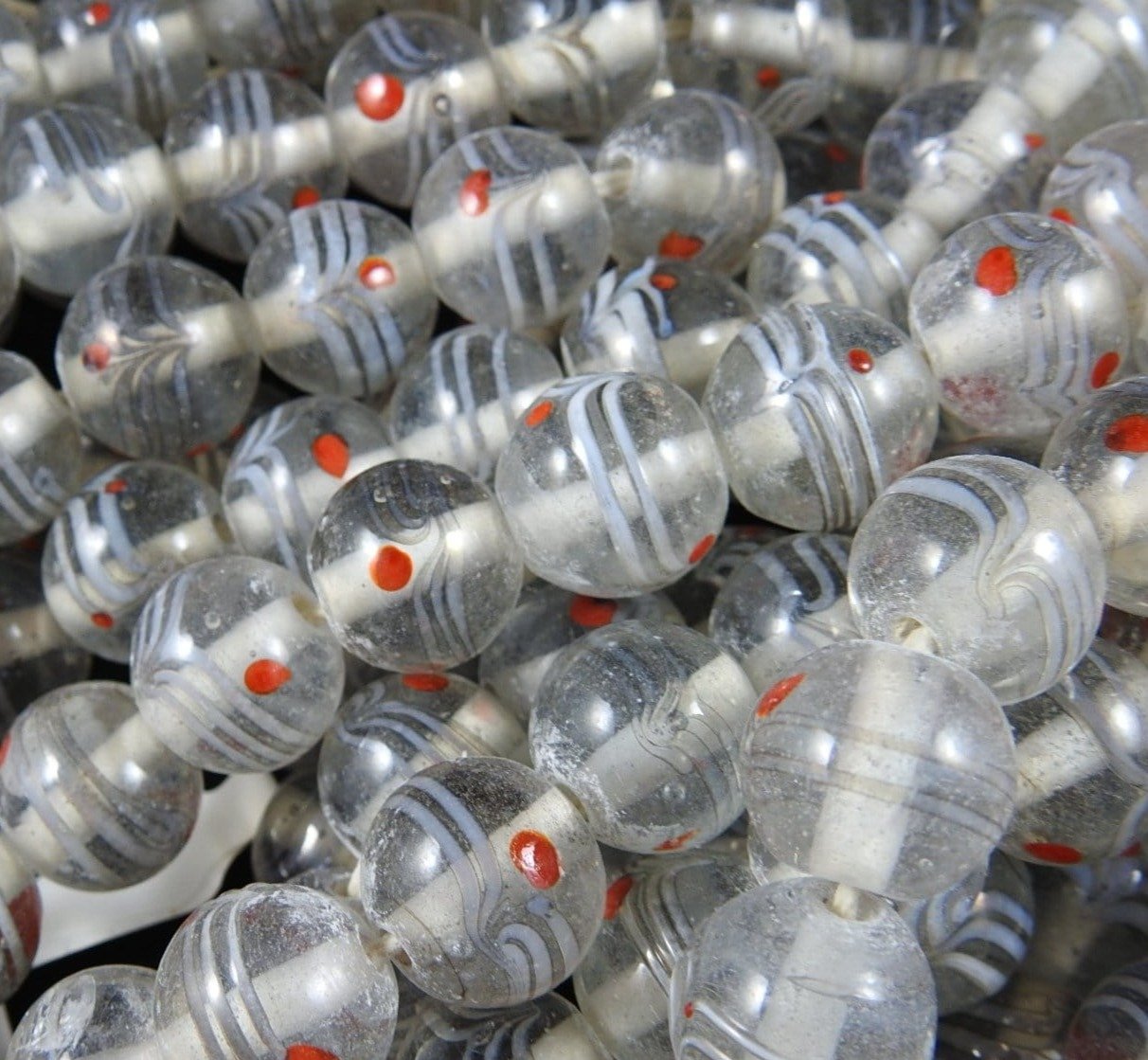 Handmade Clear & Red Glass Bead Strand - Unique Bohemian Style Jewelry Supplies for Necklaces, Bracelets & DIY Crafts