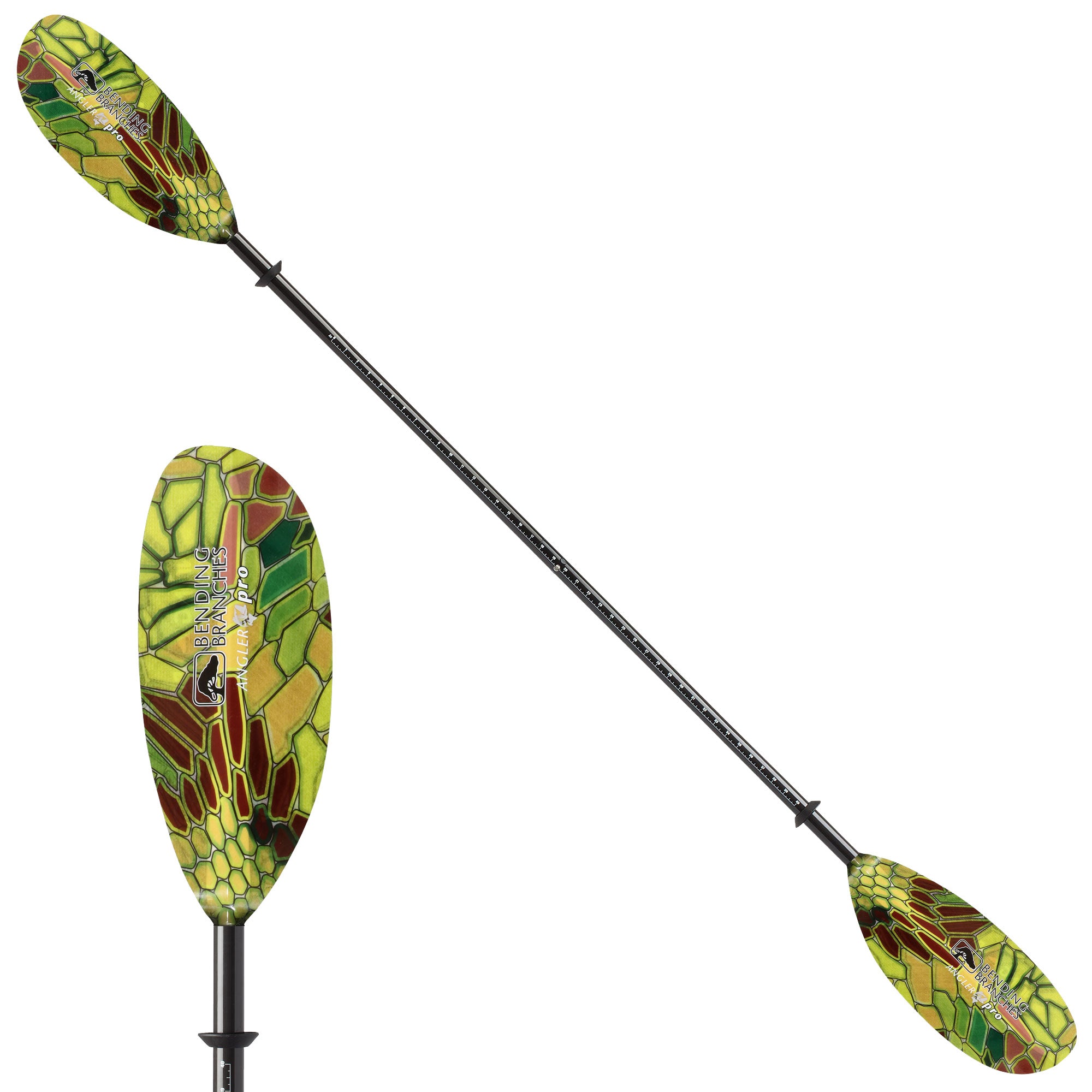 Bending Branches Angler Pro Fiberglass 2-Piece Kayak Paddle - Lightweight Straight Shaft Fishing Paddle for Kayaking, Canoeing & Outdoor Water Sports