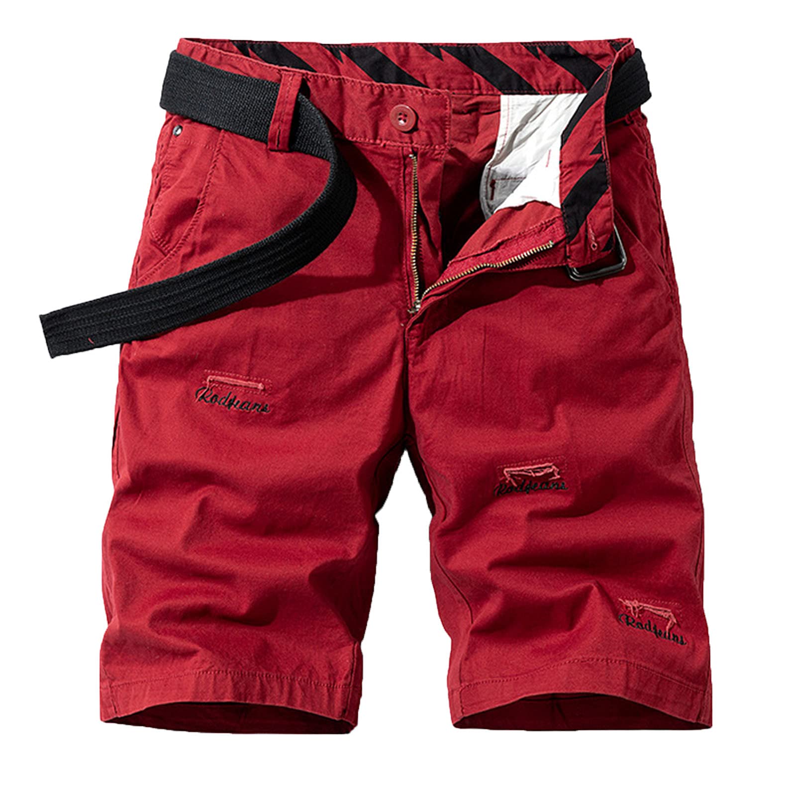 Trendy Red Women's Casual Shorts with Pockets - Zip Up Summer & Fall Short Pants for Women (One Size) | Perfect for Beach, Gym, and Everyday Wear