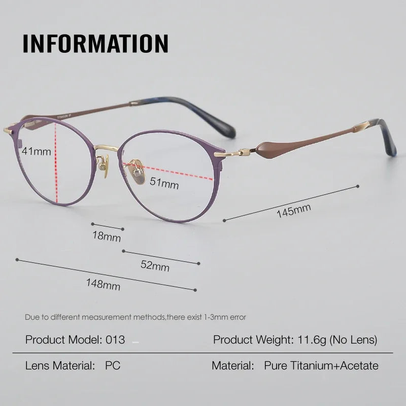 Aror Unisex Full Rim Big Round Titanium Acetate Eyeglasses 44913 - Stylish Lightweight Frames for Men & Women - Perfect for Reading, Work, and Everyday Fashion
