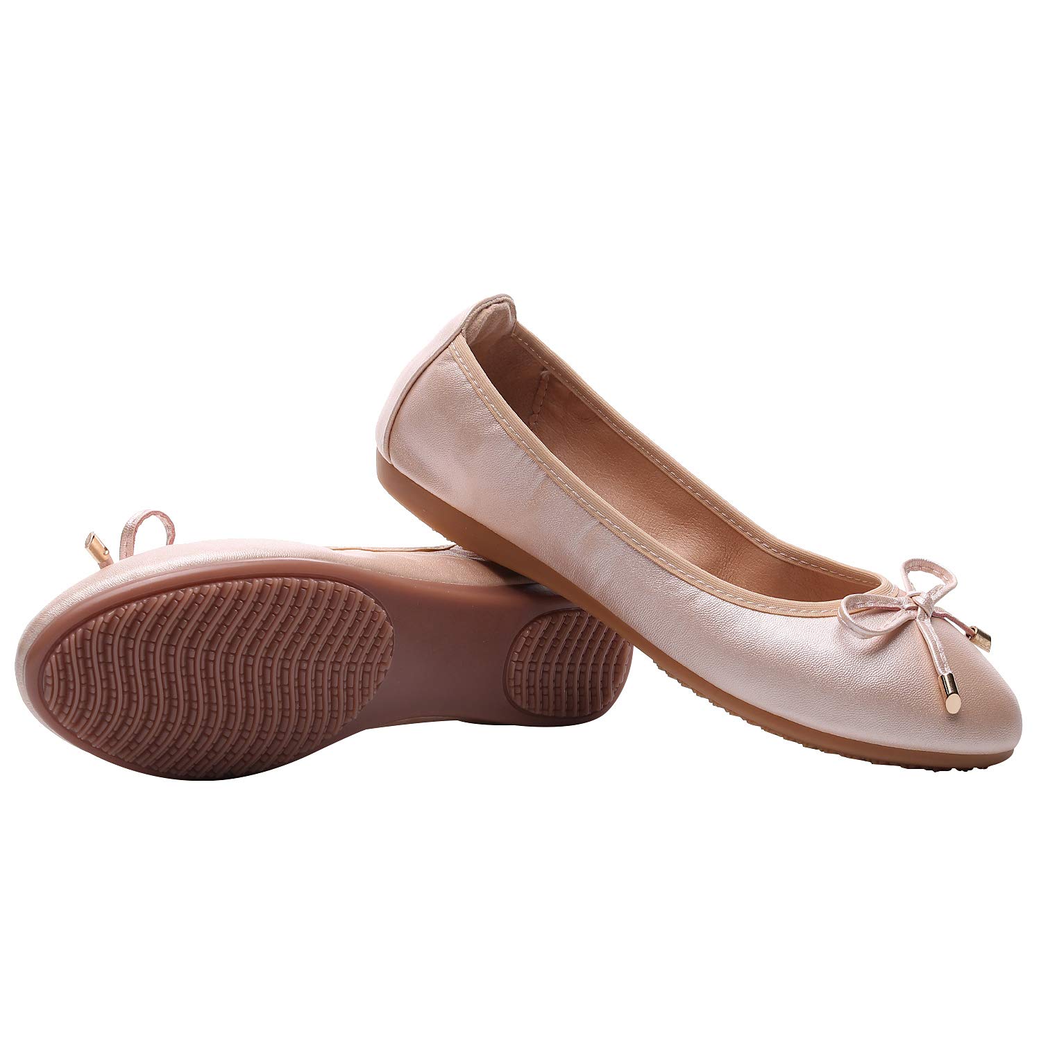 Rismart Women's Ballet Flats - Elegant Bowknot Slip-On Dance Shoes with Soft Sole for Ballroom, Wedding, and Casual Wear