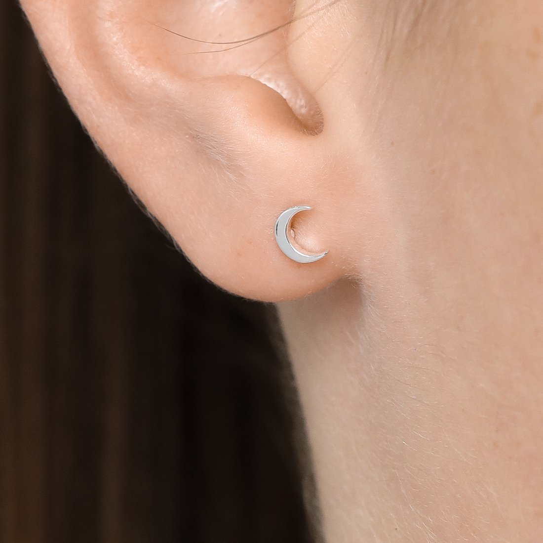 Dainty Moon Stud Earrings - Minimalist Silver Moon Jewelry for Women - Perfect for Everyday Wear & Special Occasions