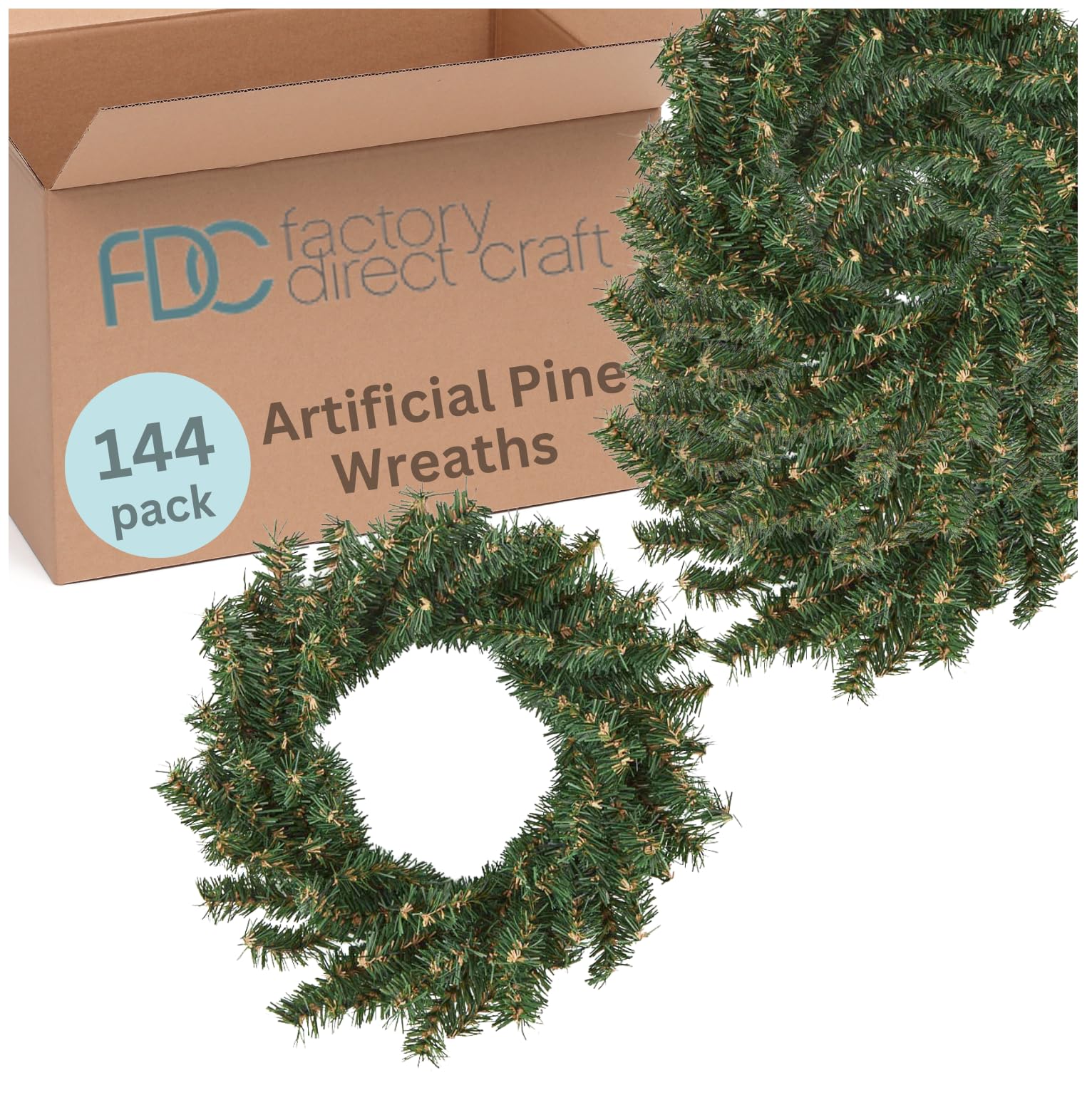 144 Pack 8 Inch Artificial Christmas Wreaths - Small Holiday Pine Wreath Decorations for Kitchen Cabinets, Dining Chairs & Tables - Perfect for Christmas Tree Decor, Mantel Decorations & Front Door Wreaths