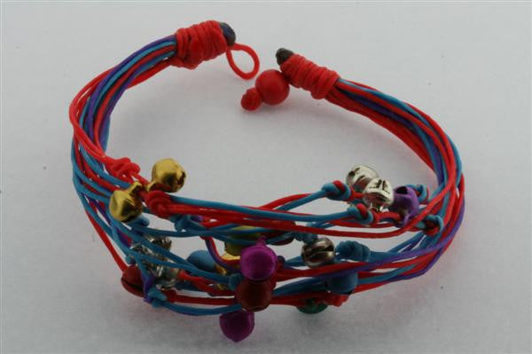 Multistrand Bell Bracelet Red - Stylish Boho Anklet for Women, Perfect for Music Festivals & Beach Parties