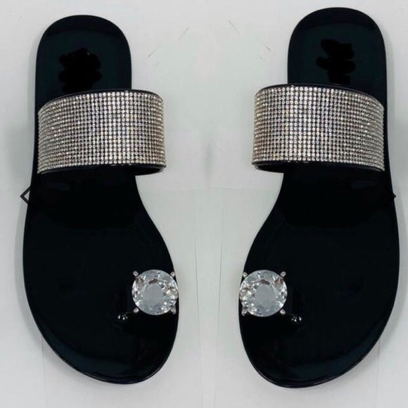 Joselyn Diamond Single Toe Sandals for Women - Elegant Rhinestone Summer Flip Flops - Comfortable Beach Wedding Bridal Party Shoes for Outdoor Vacation & Date Night