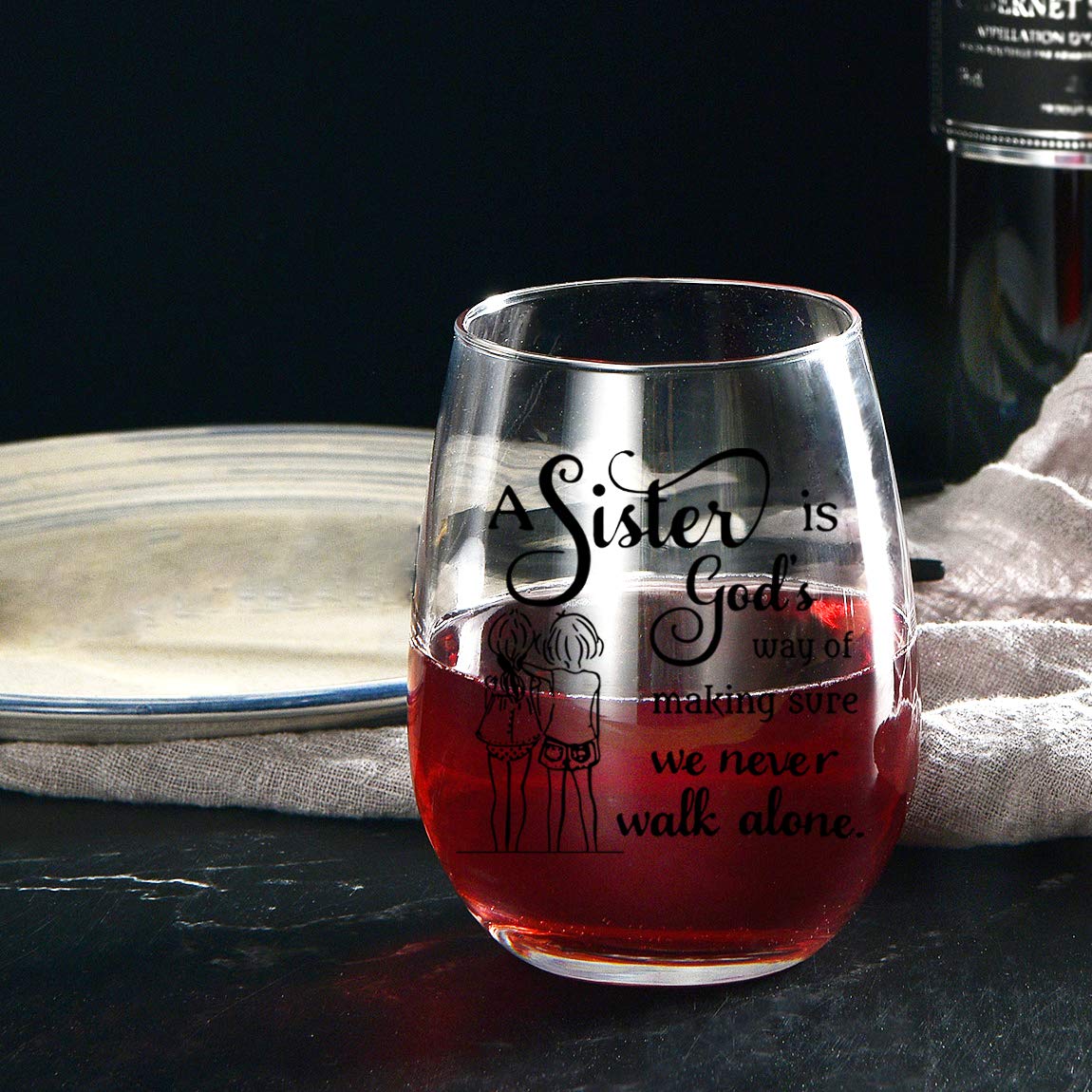 15oz Sister Wine Glass - Unique Sister Gifts for Birthday, Christmas & Mother's Day - Thoughtful Present to Show Sisterly Love - Perfect for Wine Nights, Family Gatherings & Special Celebrations