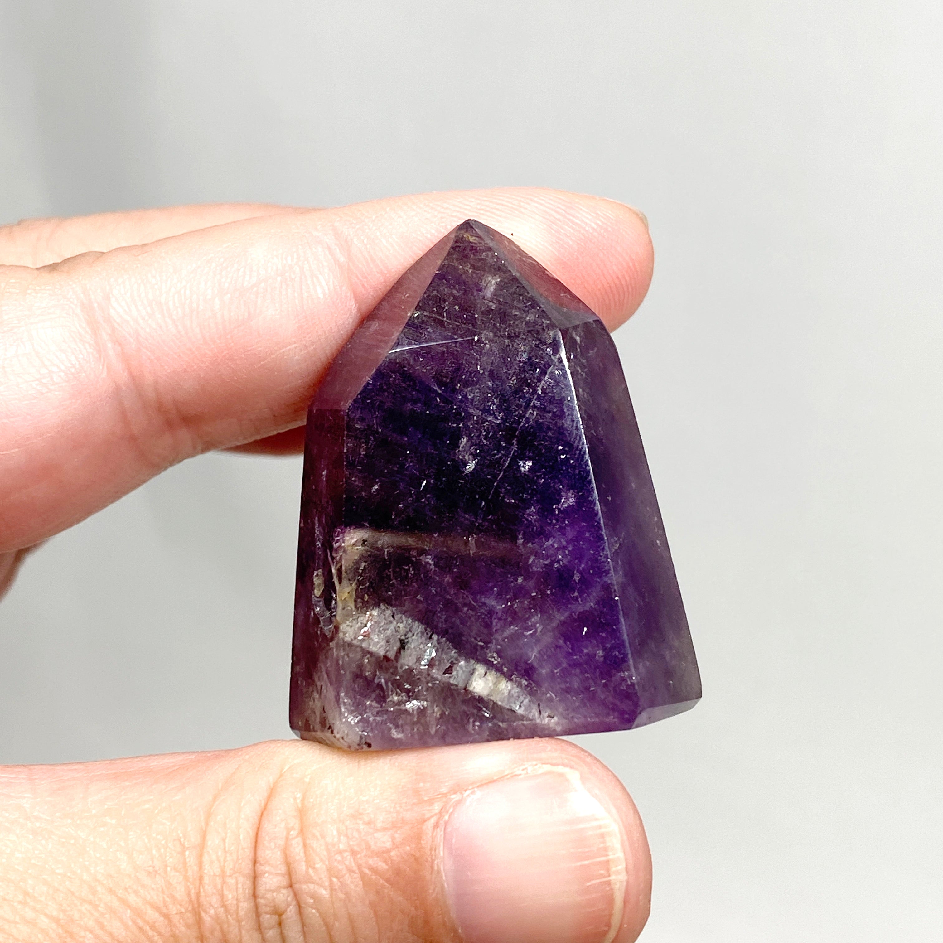 Natural Smokey Amethyst & Clear Quartz Crystal Point - Healing Stone for Meditation, Reiki, Chakra Balancing & Home Decor (CR3441) - Perfect for Spiritual Healing, Yoga Practice & Positive Energy