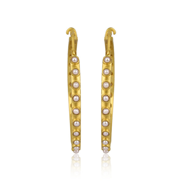 Elegant Pearl Hoop Earrings for Women - 14K Gold Plated Classic Circle Earrings | Perfect for Weddings, Parties & Everyday Wear