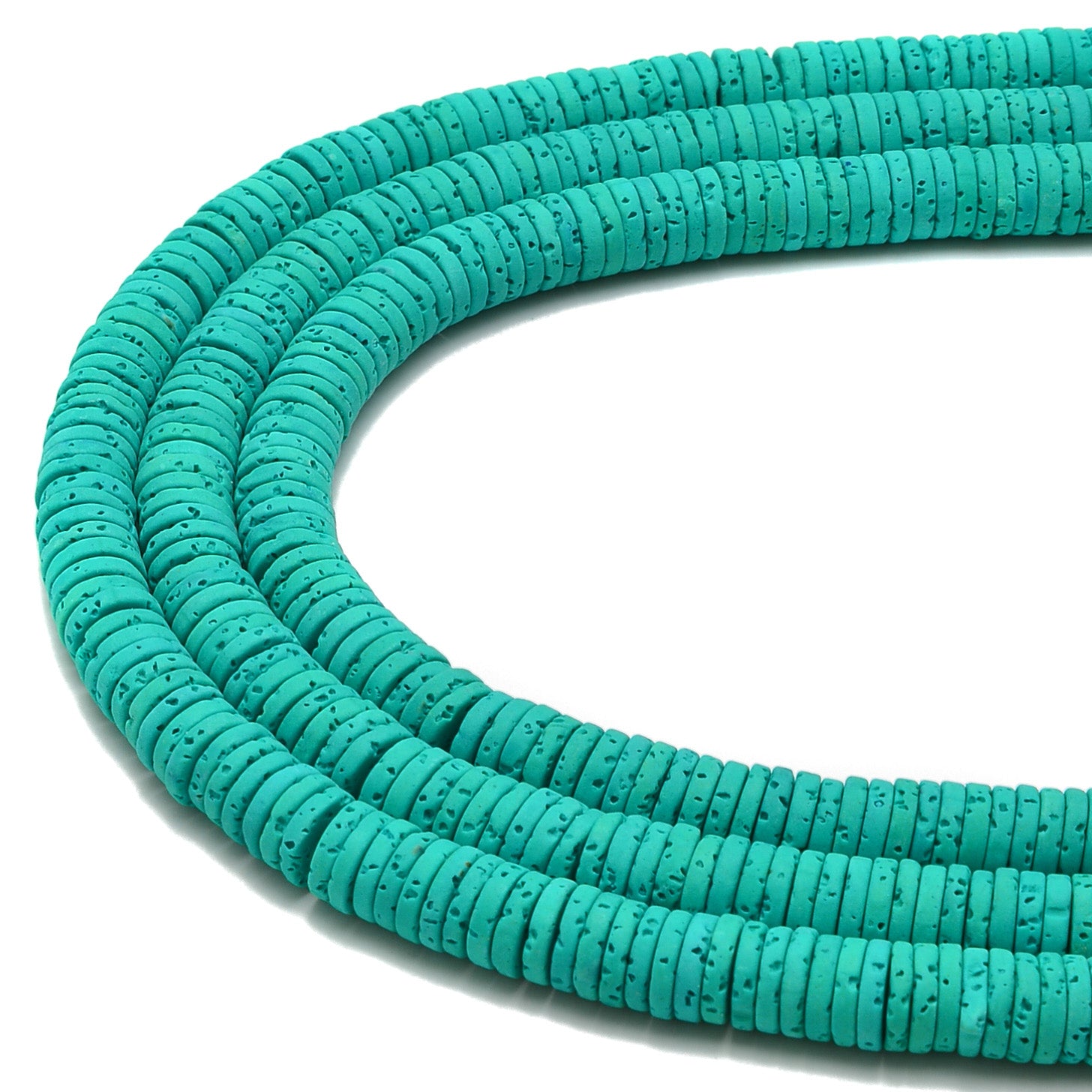 Natural Blue Green Lava Rock Stone Heishi Rondelle Beads 2x4mm 2x6mm 2x8mm - 15.5 Inch Strand for Jewelry Making, DIY Bracelets, Necklaces & Spiritual Healing