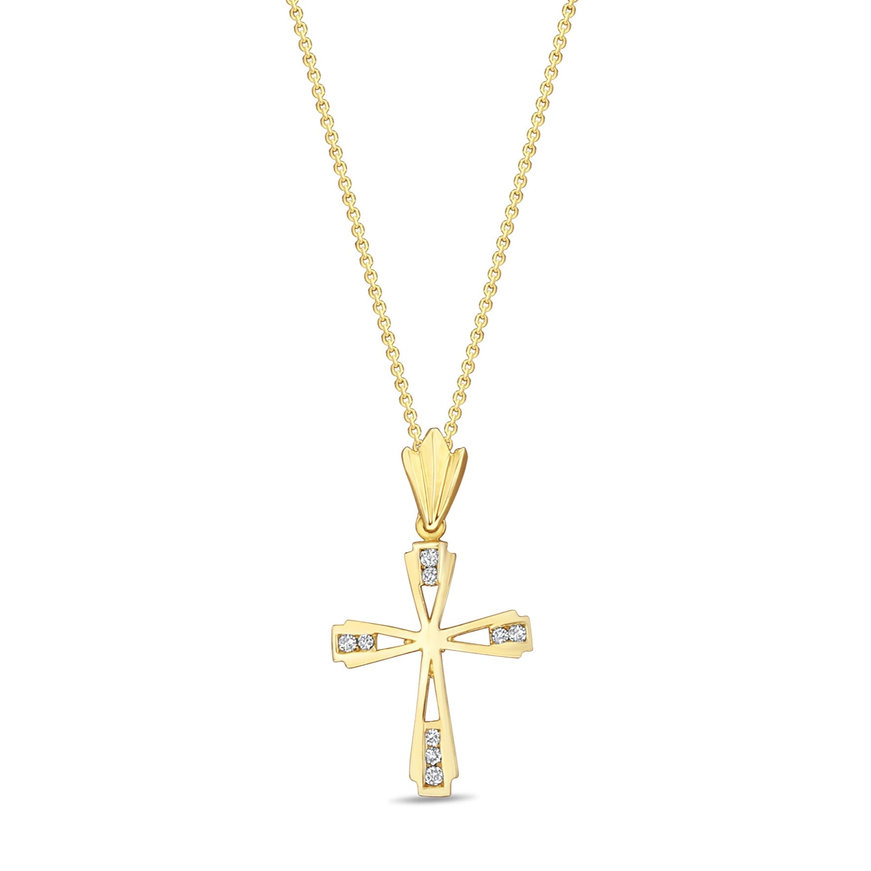 1/4 Carat Diamond Cross Pendant Necklace for Women - Elegant Polished Silver/Gold Jewelry Gift for Christmas, Baptism & Special Occasions
