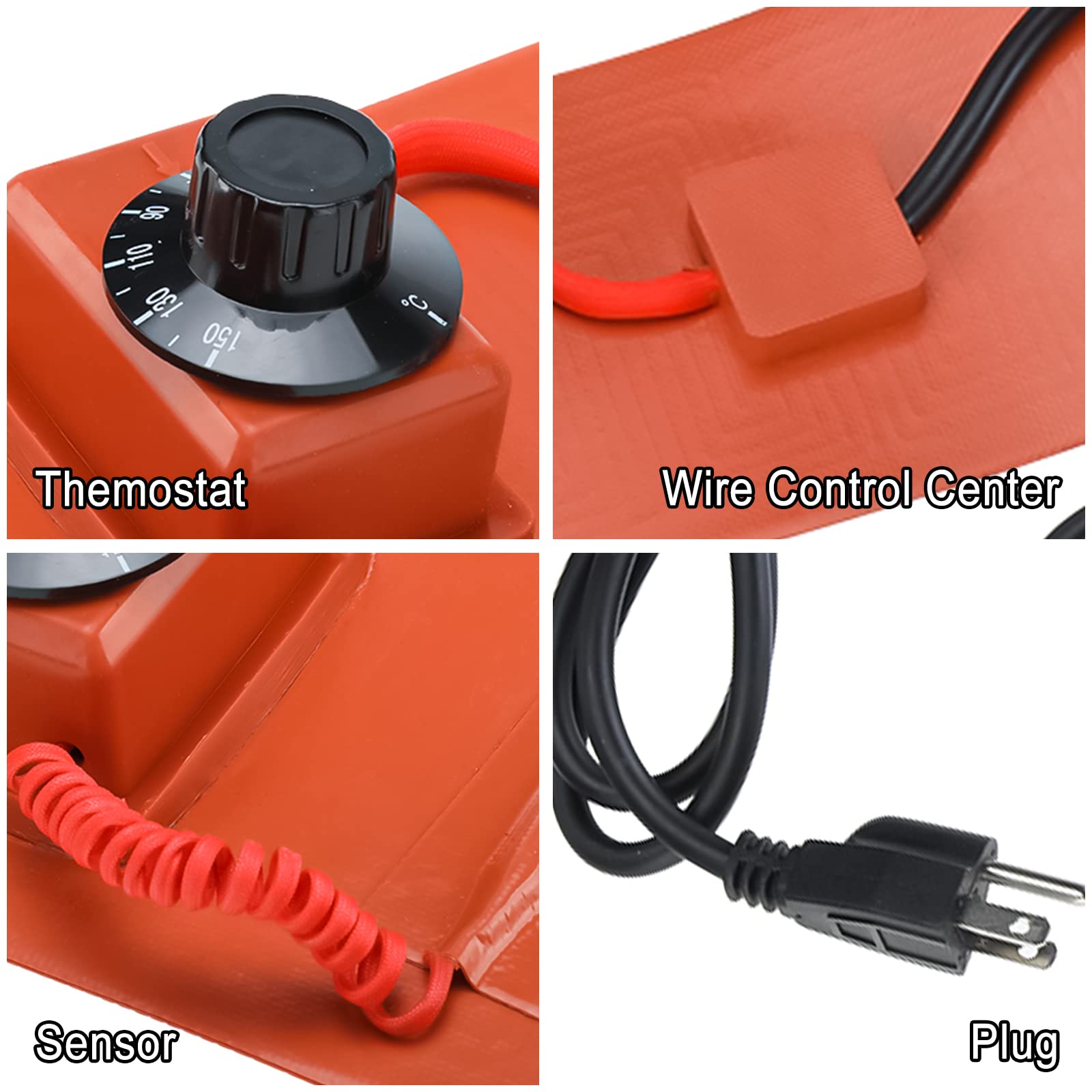 NORJIN 55 Gallon Metal Drum Heater - 1200W 120V Silicone Heating Pad with Digital Temperature Controller (5